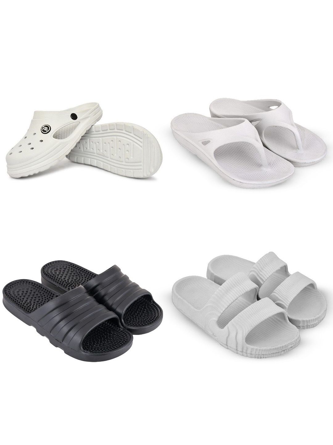 Feel alive Set Of 4 Ultra-Comfortable & Lightweight Thong Flip-Flops & Sliders