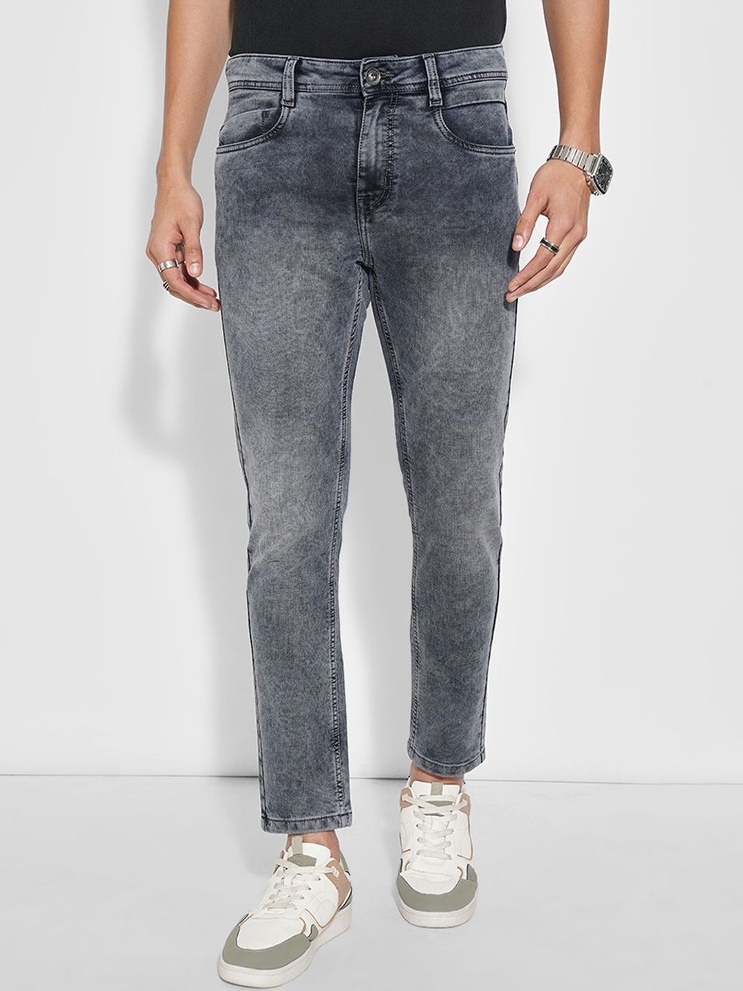 SF JEANS by Pantaloons Men Slim Fit Mid-Rise Heavy Fade Jeans