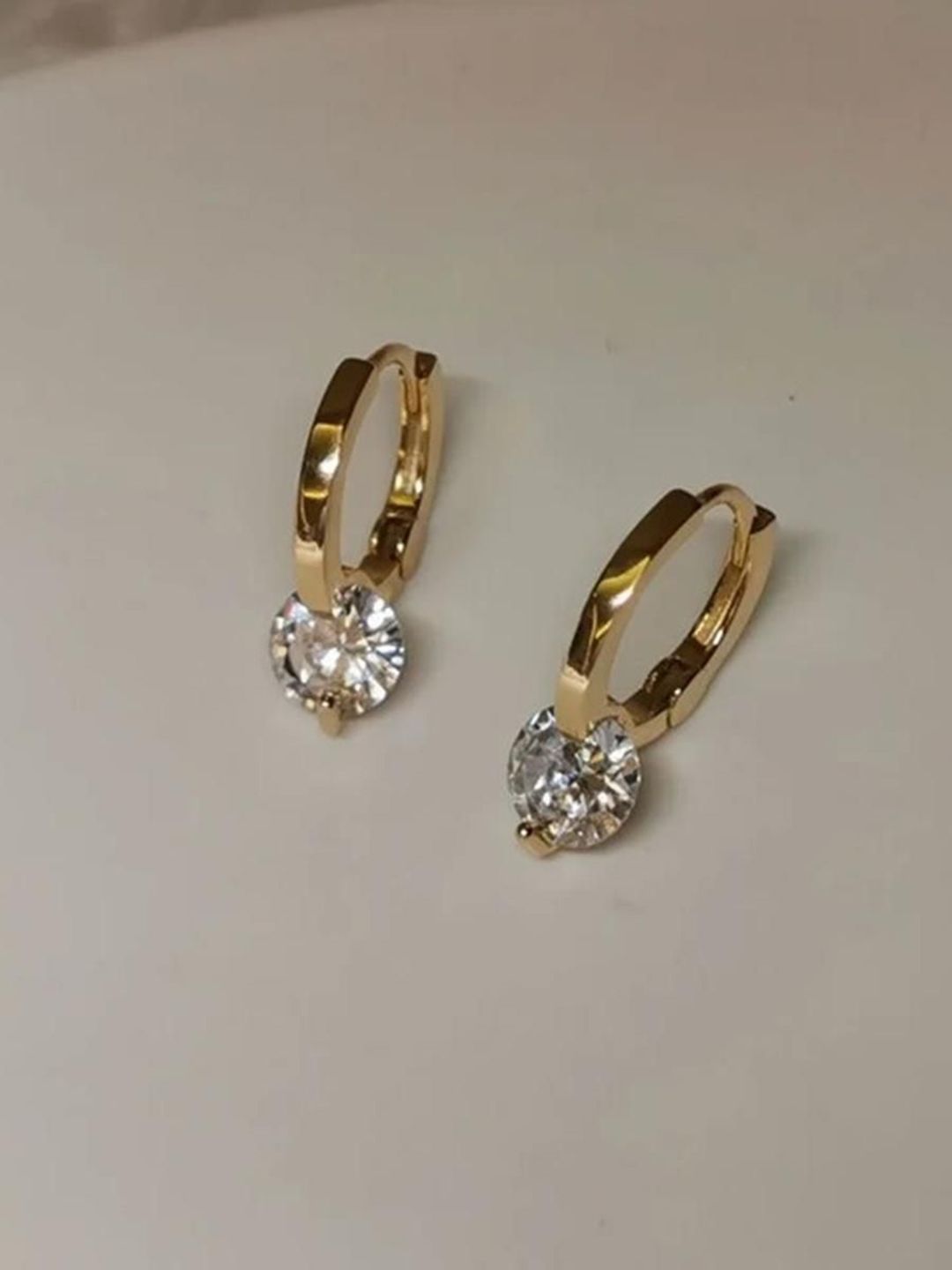 EL REGALO Artificial Stones Studded Circular Shaped Hoop Earrings