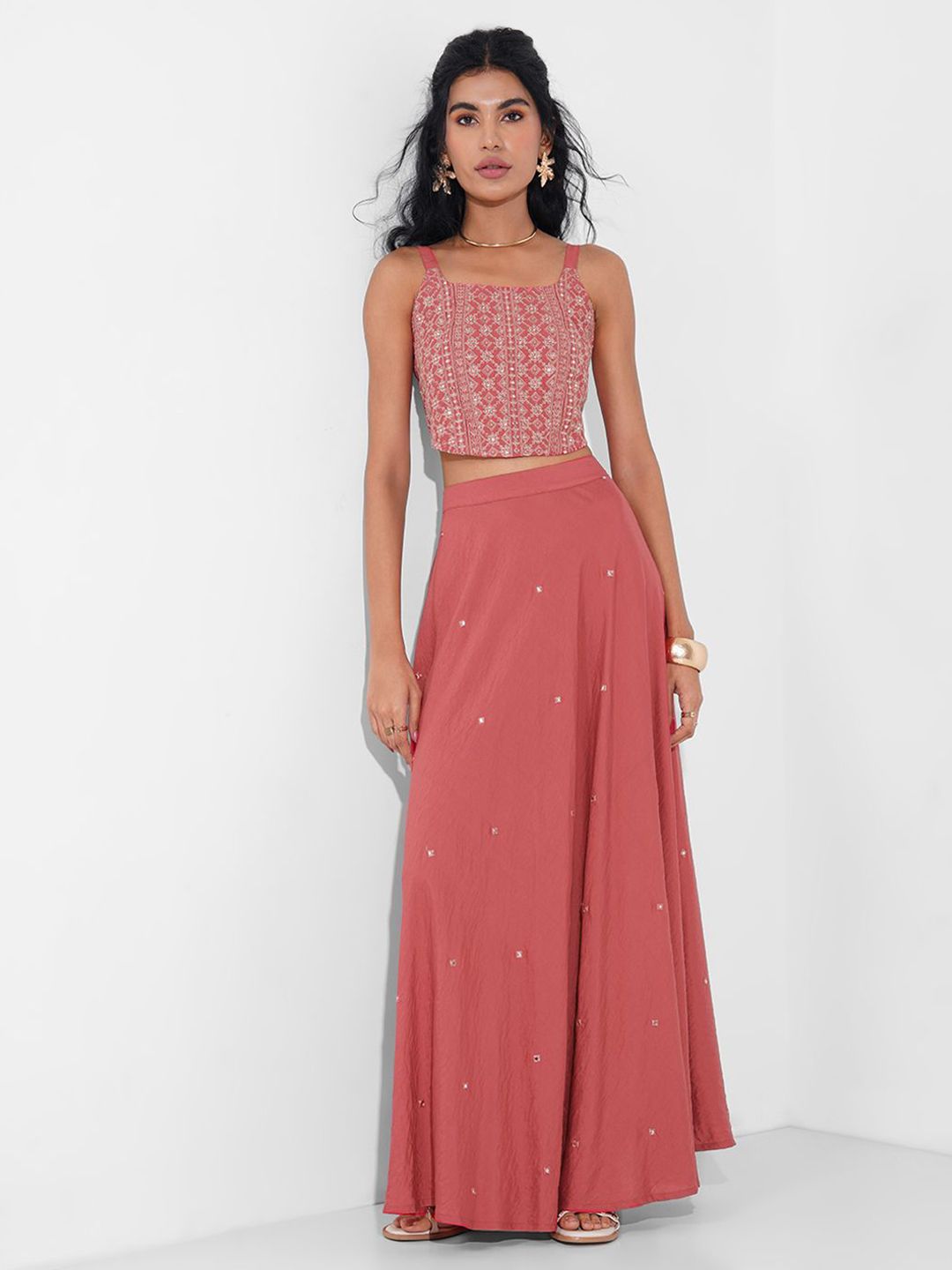 AKKRITI BY PANTALOONS Embellished Ready to Wear Lehenga & Blouse