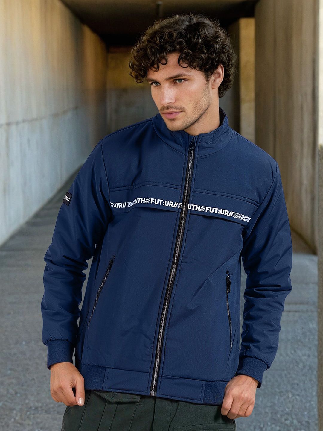 The Indian Garage Co Men Blue Longline Outdoor Tailored Jacket