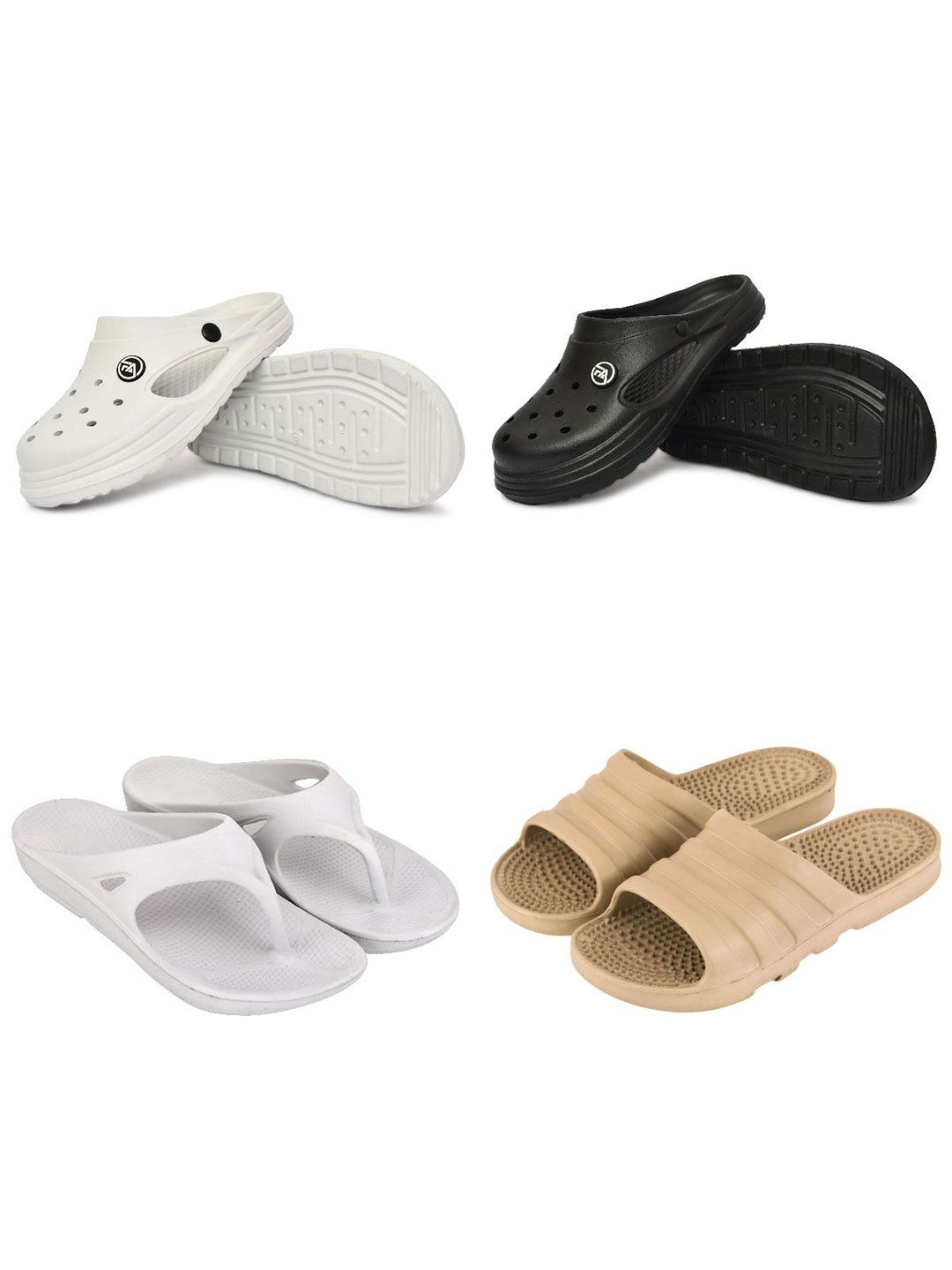 Feel alive Men Set of 4 Clogs Flip Flops