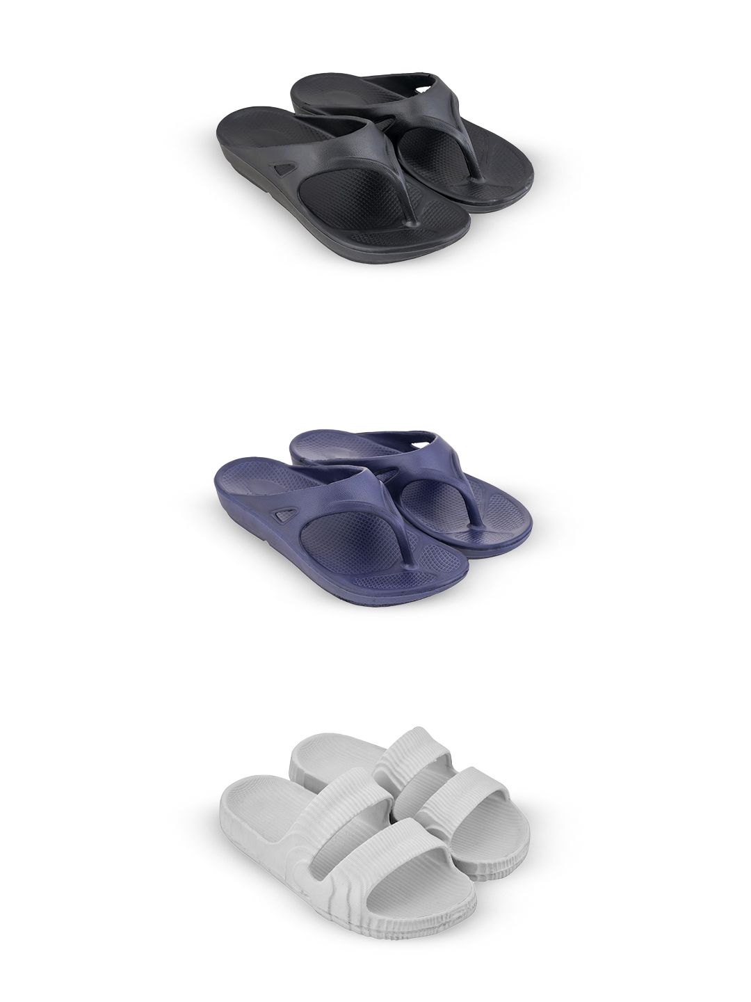 Feel alive Men Set of 3 Thong Flip-Flops & Sliders