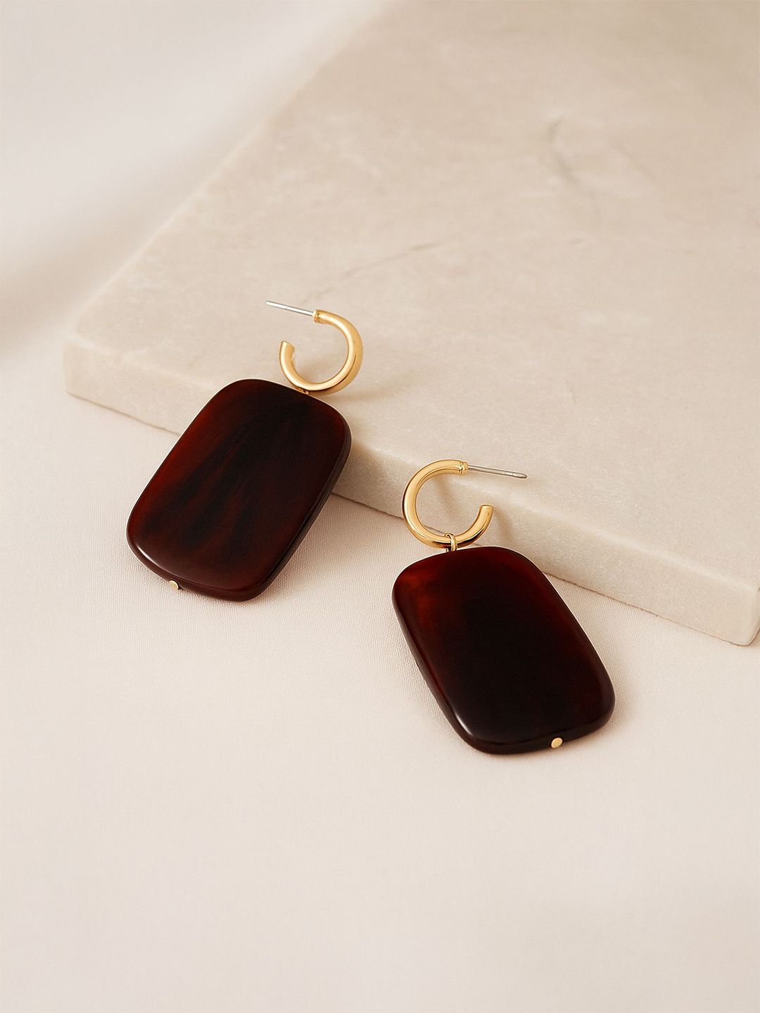 Accessorize Accessorize Women Maroon Large Resin Hoop Drop Earrings