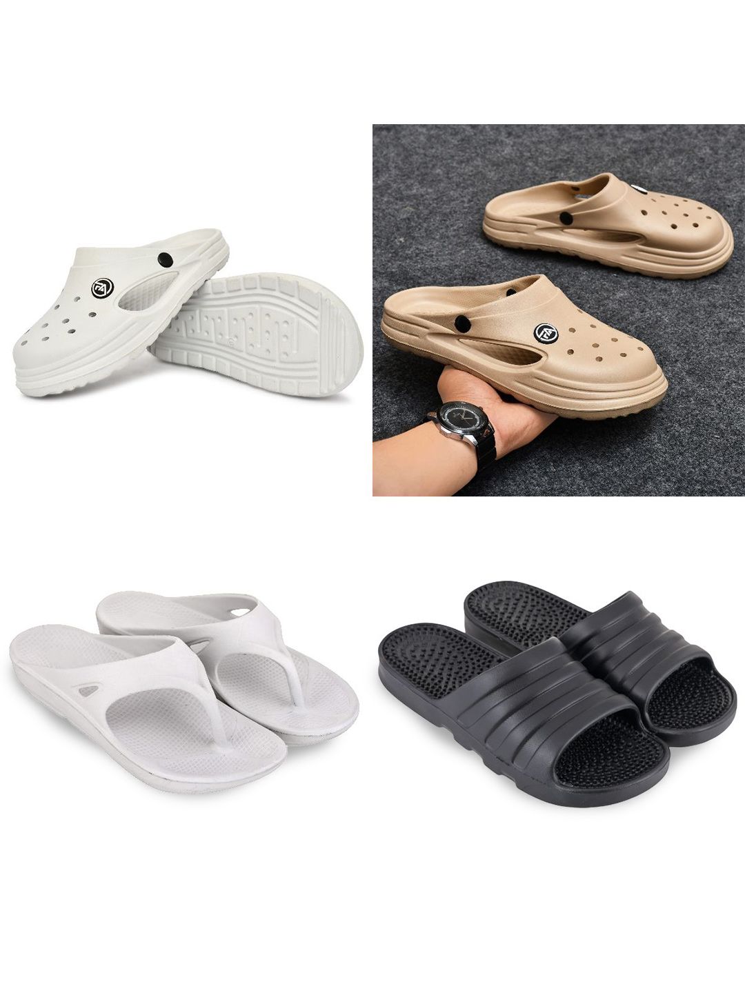 Feel alive Men Set Of 4 Ultra-Comfortable Lightweight Flip Flops