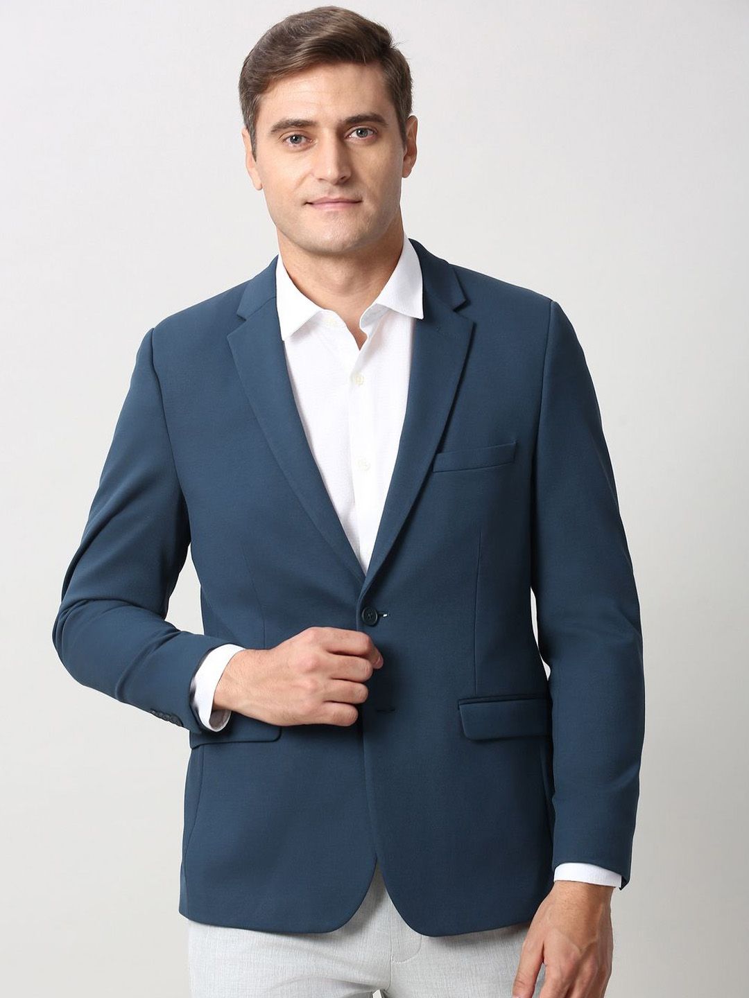 Peter England Elite Peter England Elite Men Notched Lapel Single-Breasted Formal Blazer