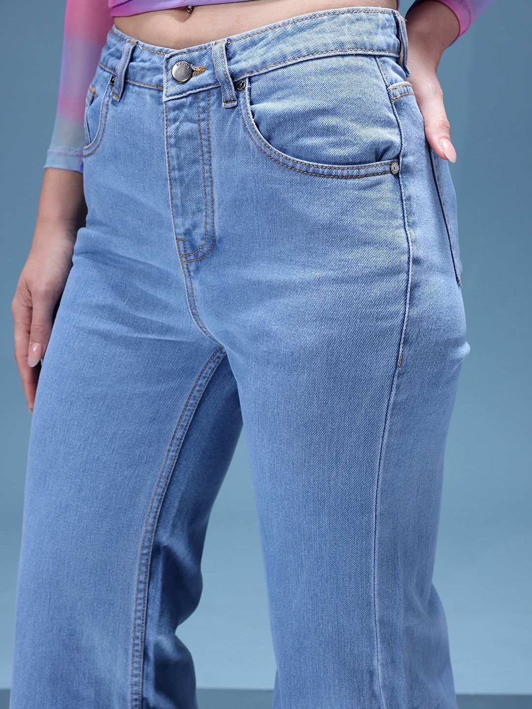 Buy bebe Women Denim Daze Beaded High-Rise Wide Leg Jeans with
