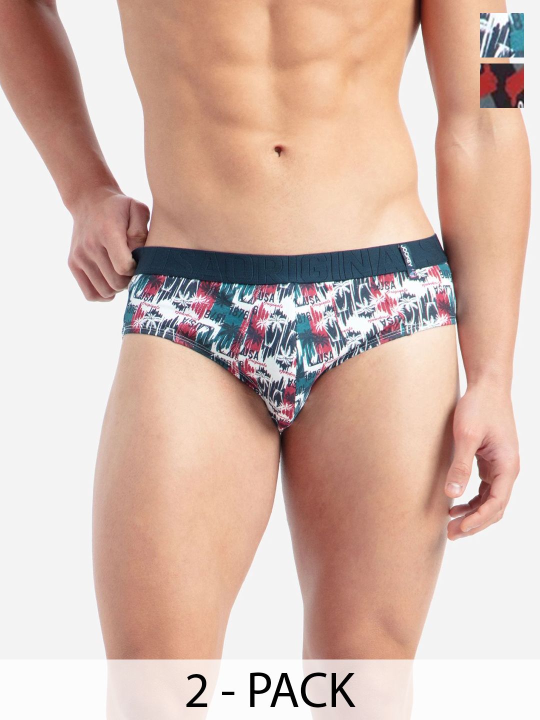 Jockey Pack Of 2 Super Combed Cotton Printed Brief with Ultrasoft Waistband-US52