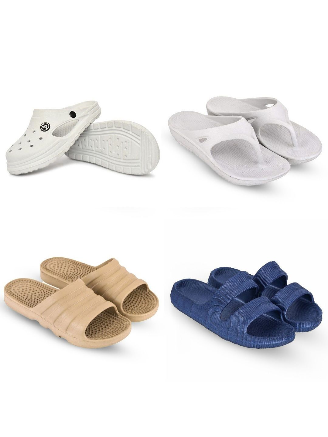 Feel alive Set Of 4 Ultra-Comfortable & Lightweight Thong Flip-Flops & Sliders