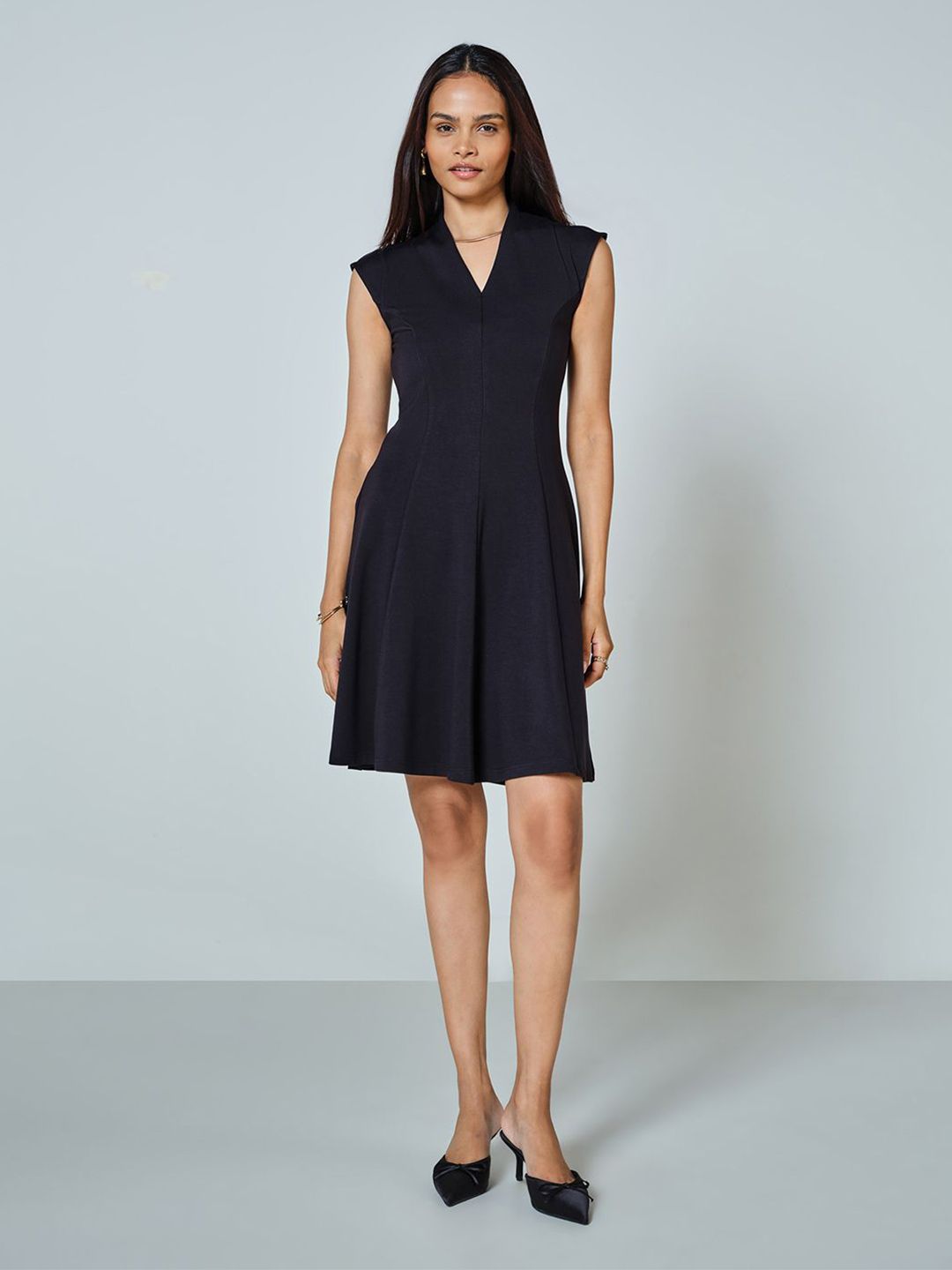 AND AND Women V Neck A-Line Dress