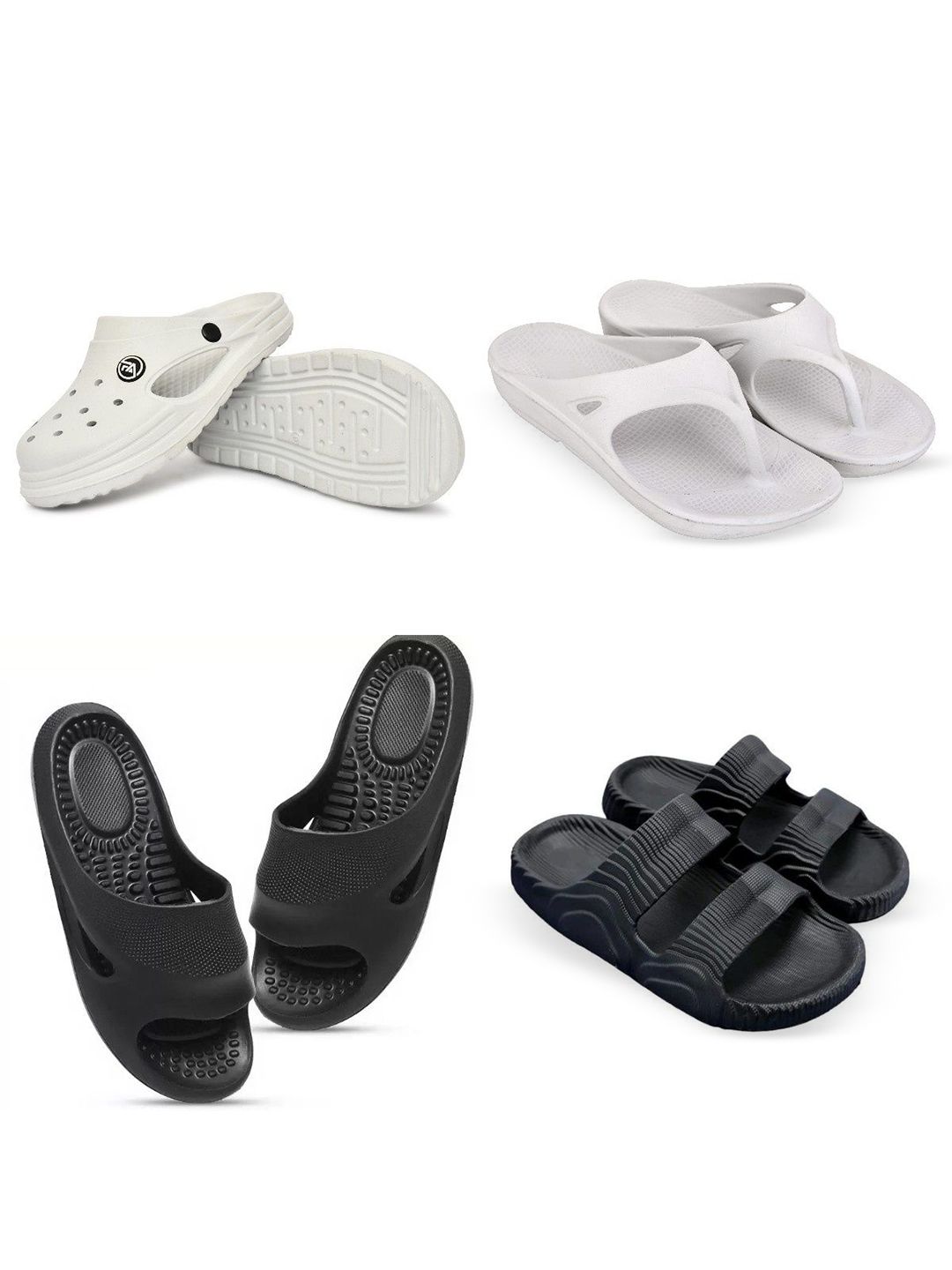 Feel alive Men Set Of 4 Ultra-Comfortable Lightweight Flip Flops