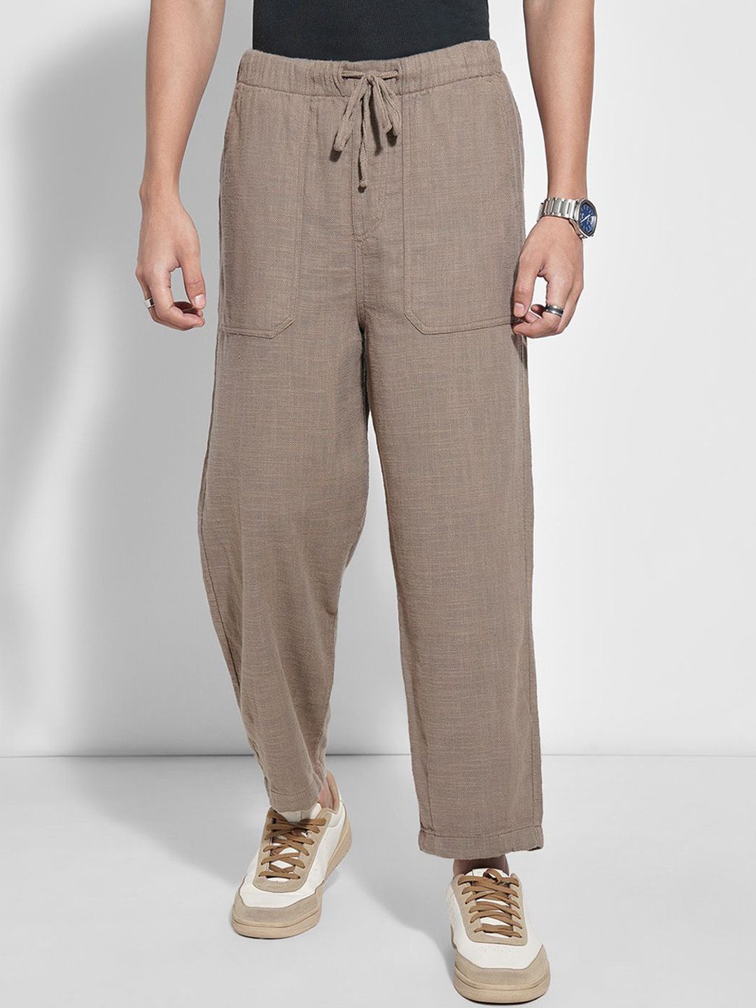 7 Alt by Pantaloons Men Loose Fit Cotton Chinos Trousers