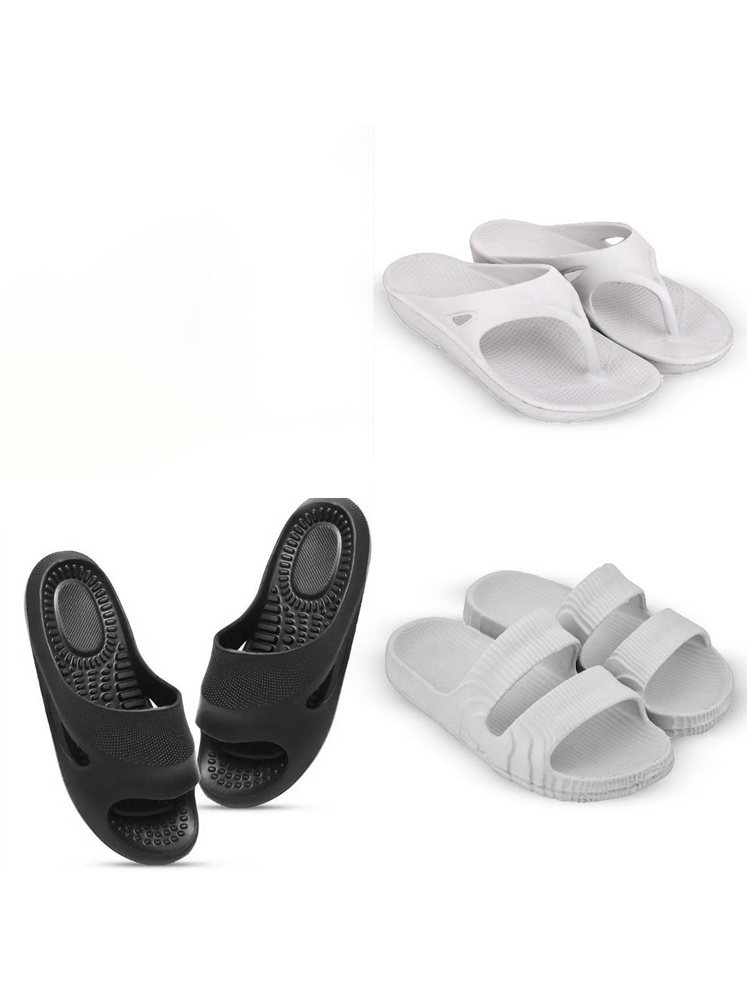 Feel alive Men Set of 4 Textured Slip-On Flip Flops