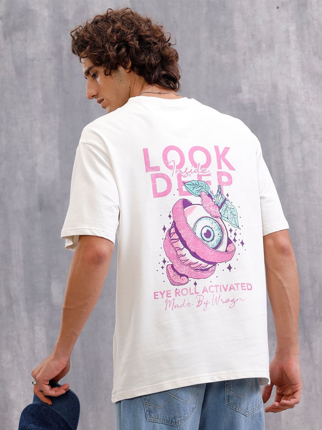 WROGN Graphic Printed Drop Shoulder Sleeves Pure Cotton Oversized T-Shirt