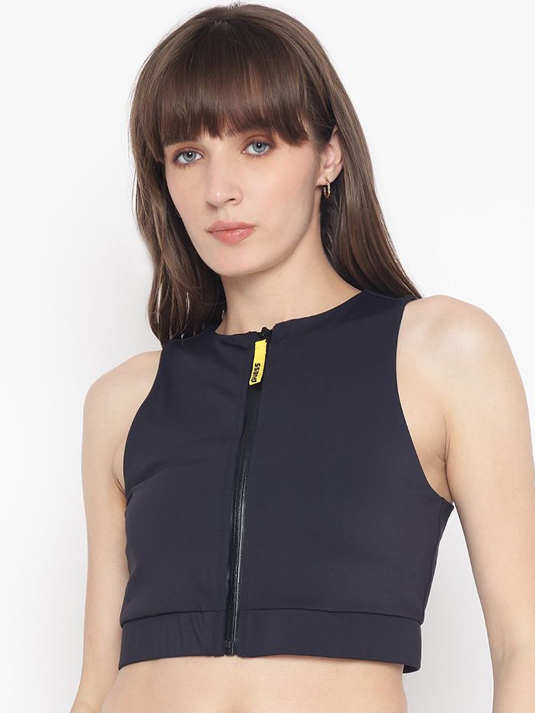 GUESS Women Round Neck Sleeveless Crop Top