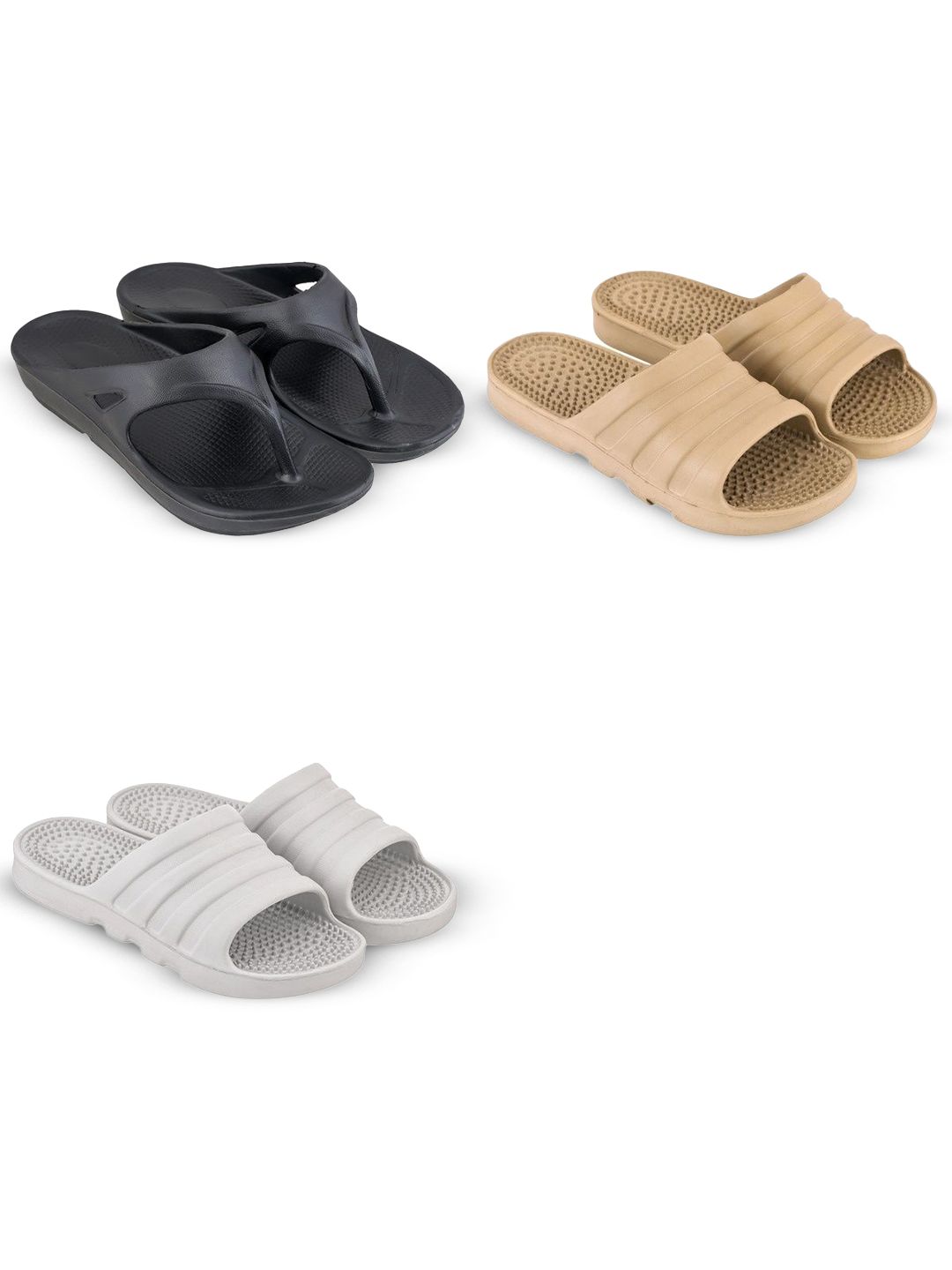 Feel alive Men Set Of 3 Ultra-Comfortable Lightweight Flip Flops