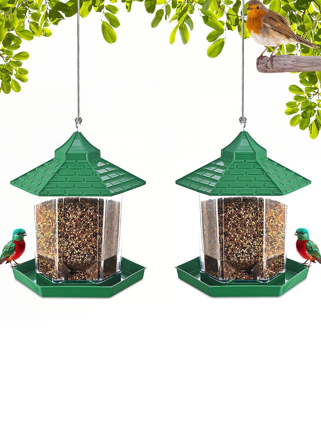 Buy Kuber Industries Set 2 Plastic 360 Perch Bird Feeder Hanging