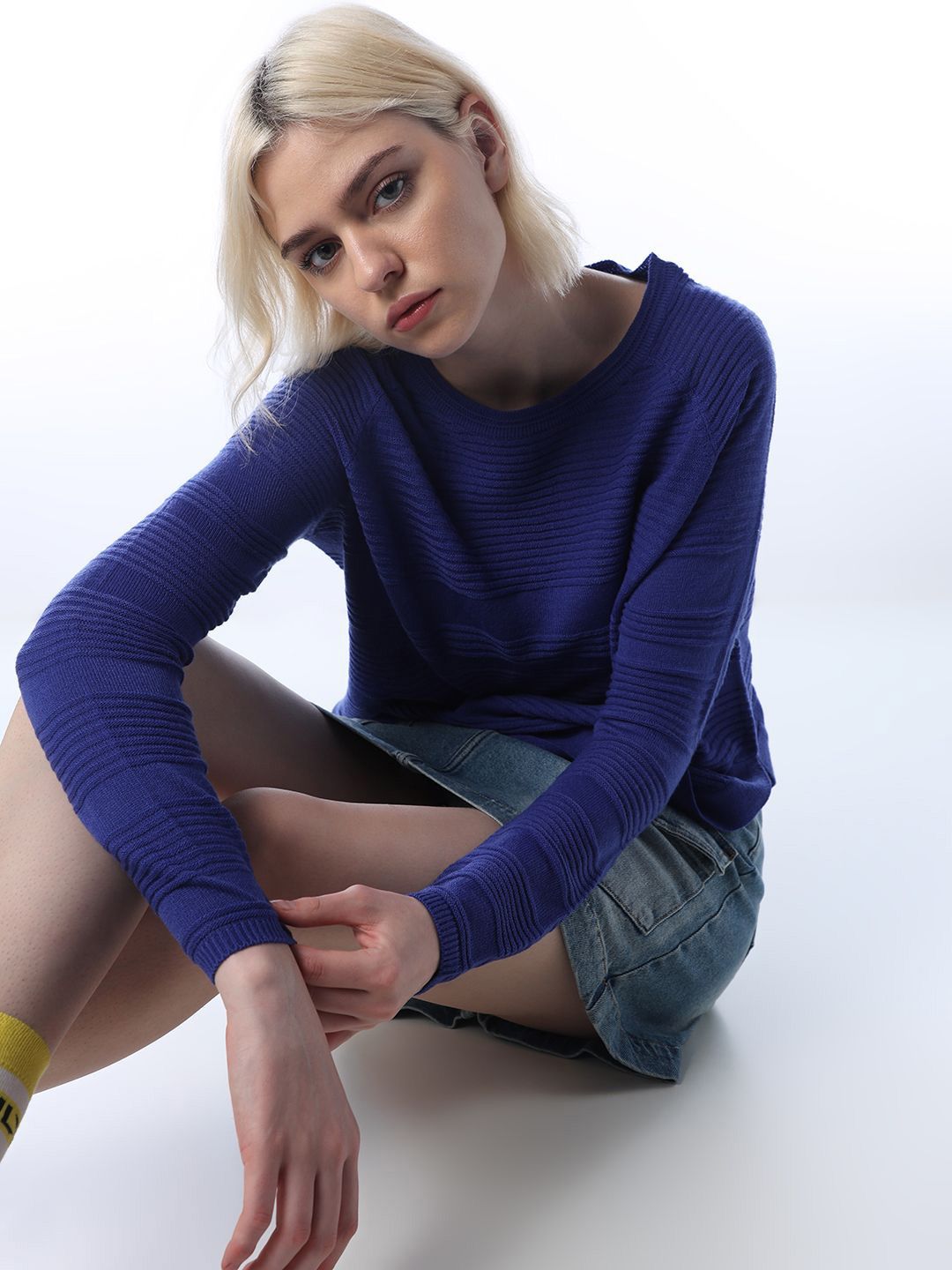 ONLY Women Self Design Long Sleeves Pullover
