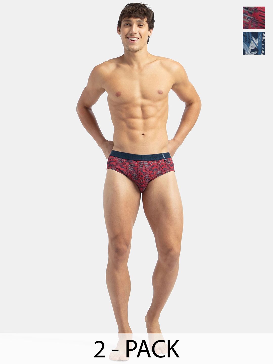Jockey Pack Of 2 Super Combed Cotton Abstract Printed Briefs US52-0205-NV-KR