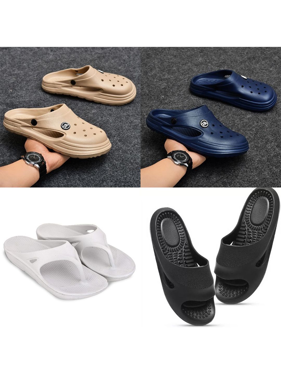 Feel alive Men Set of 4 Pair Self Design Lightweight Clogs