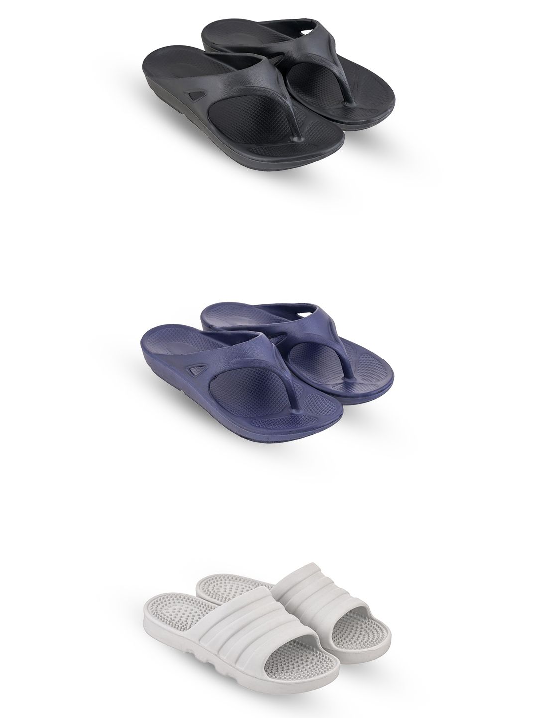 Feel alive Men Set of 3 Textured Thong Flip-Flops
