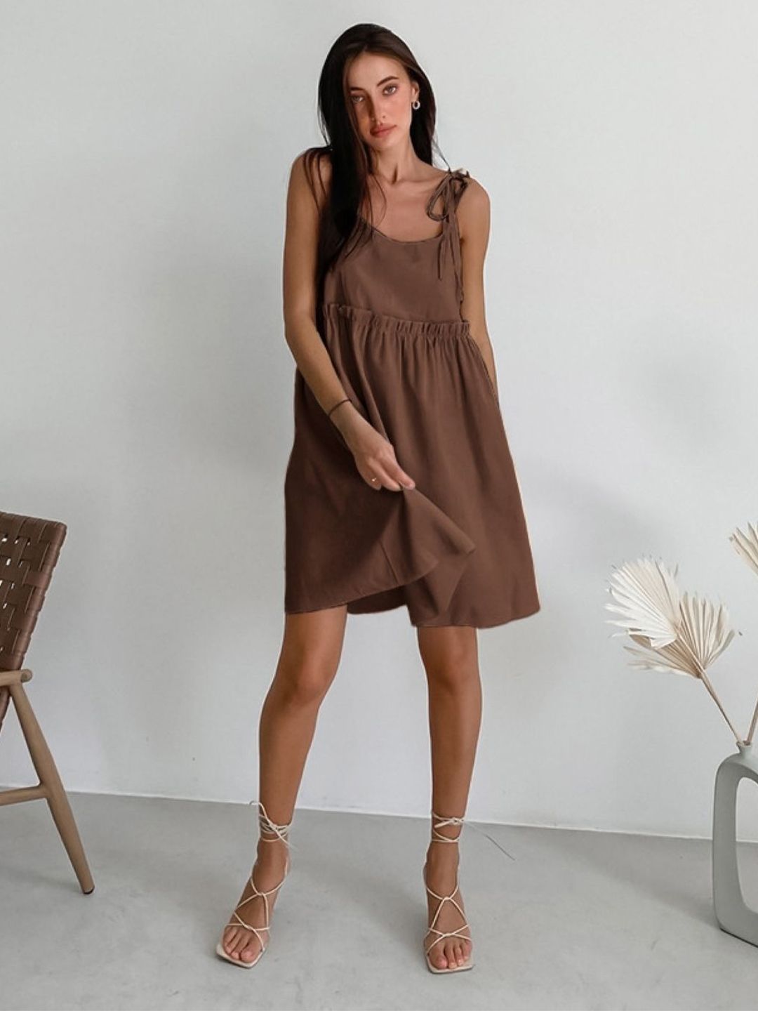 StyleCast StyleCast Women Shoulder Straps Sleeveless Cotton Fit & Flare Dress