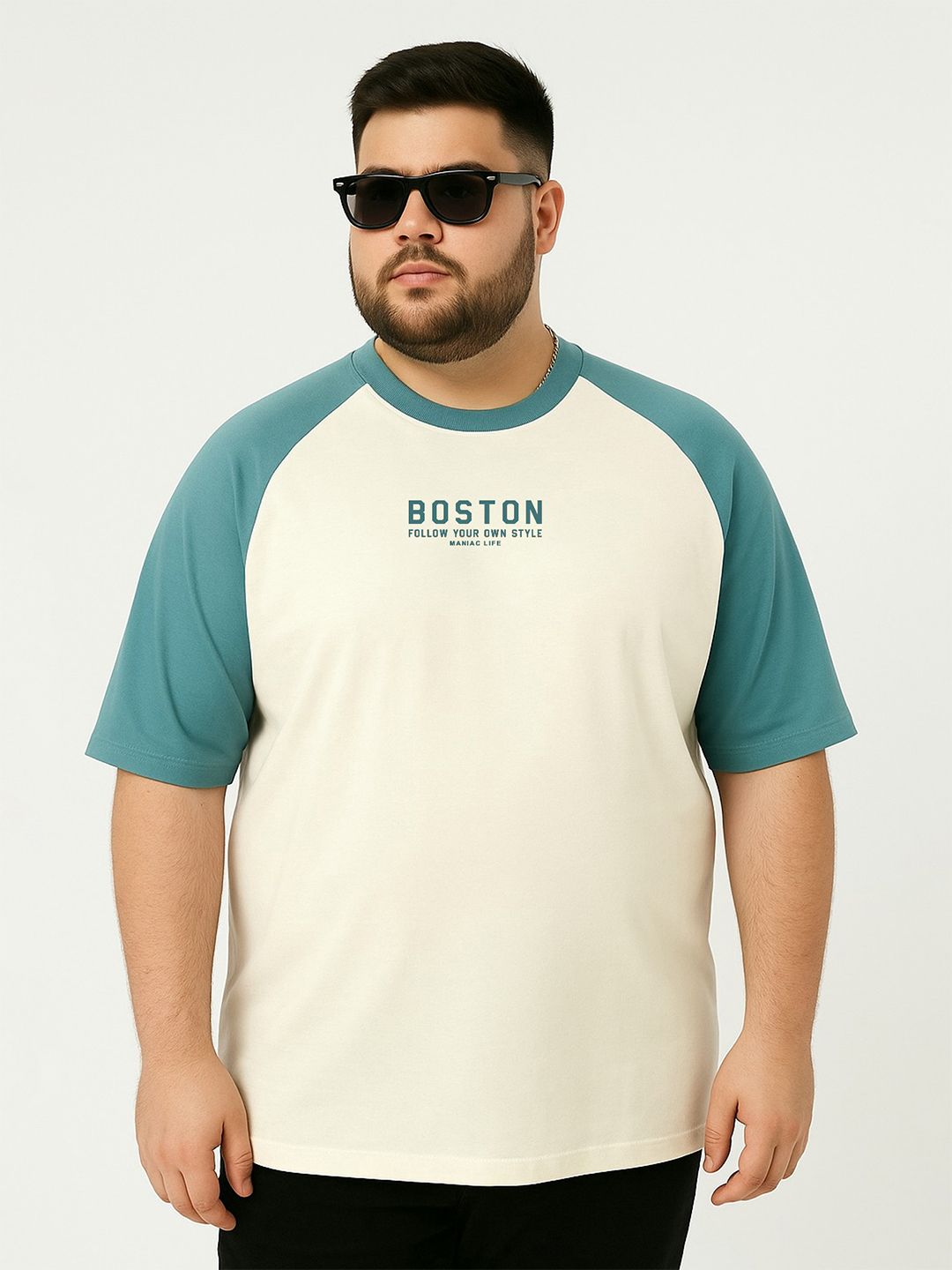 Buy Maniac Men Colourblocked Round Neck Cotton Oversized T-shirt Buy Maniac Men Colourblocked Round Neck Cotton Oversized T-shirt