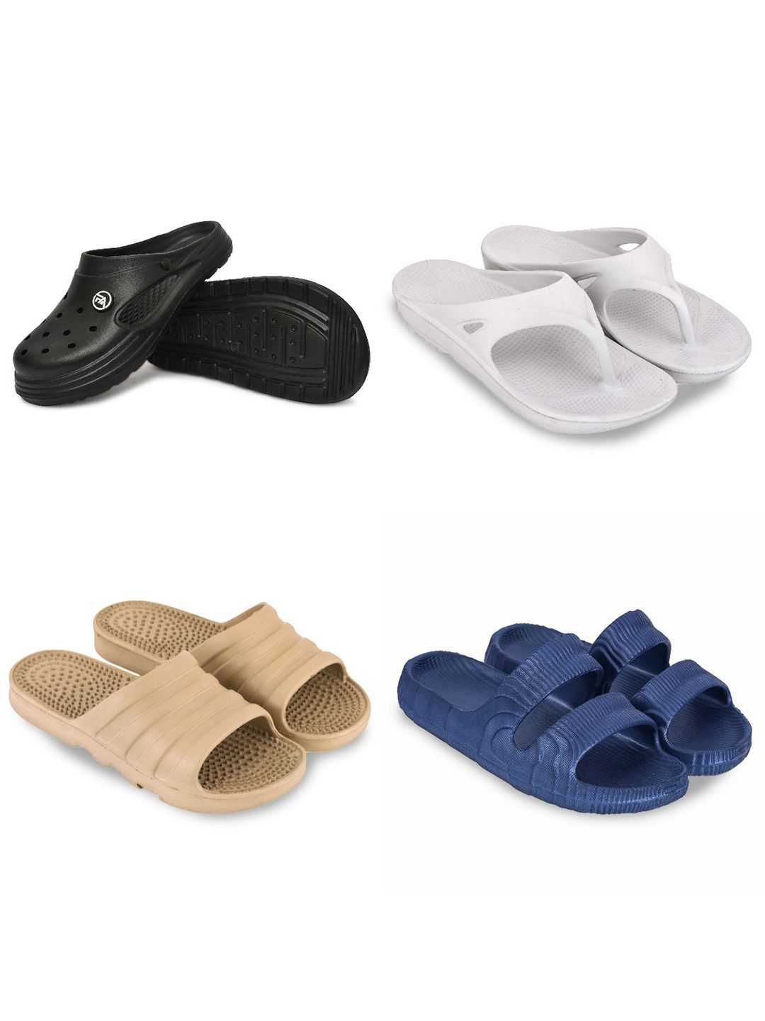 Feel alive Men Pack Of 4 Self Design Lightweight Sliders