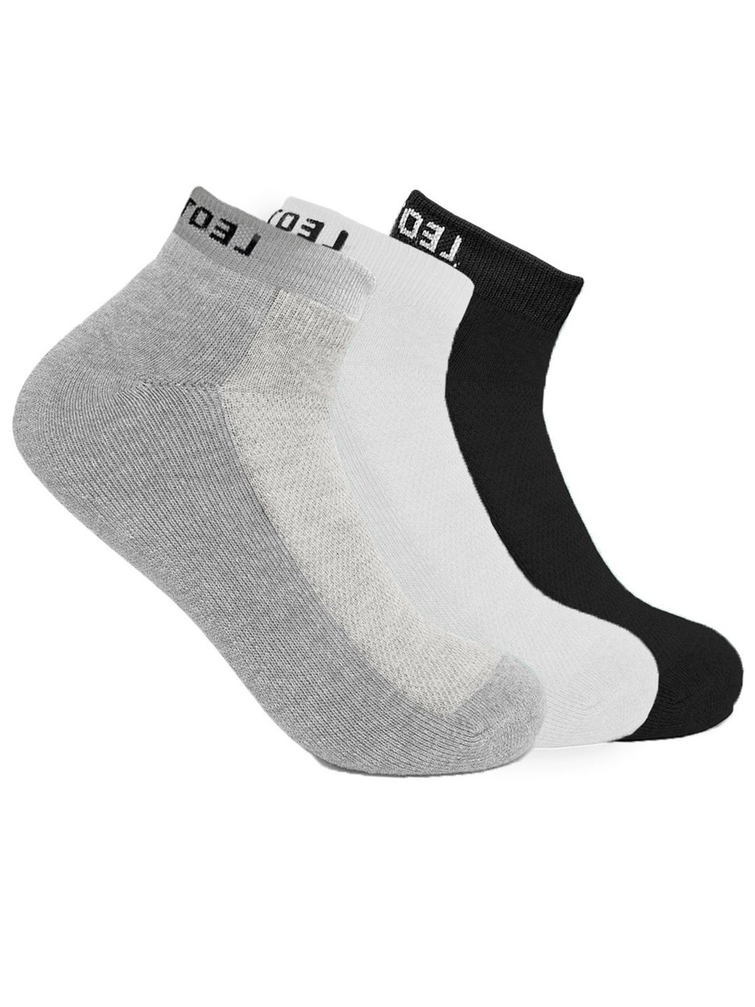 Leotude Men 3-Pcs Cotton Super Soft & Odour-Free Breathable Ankle-Length Socks