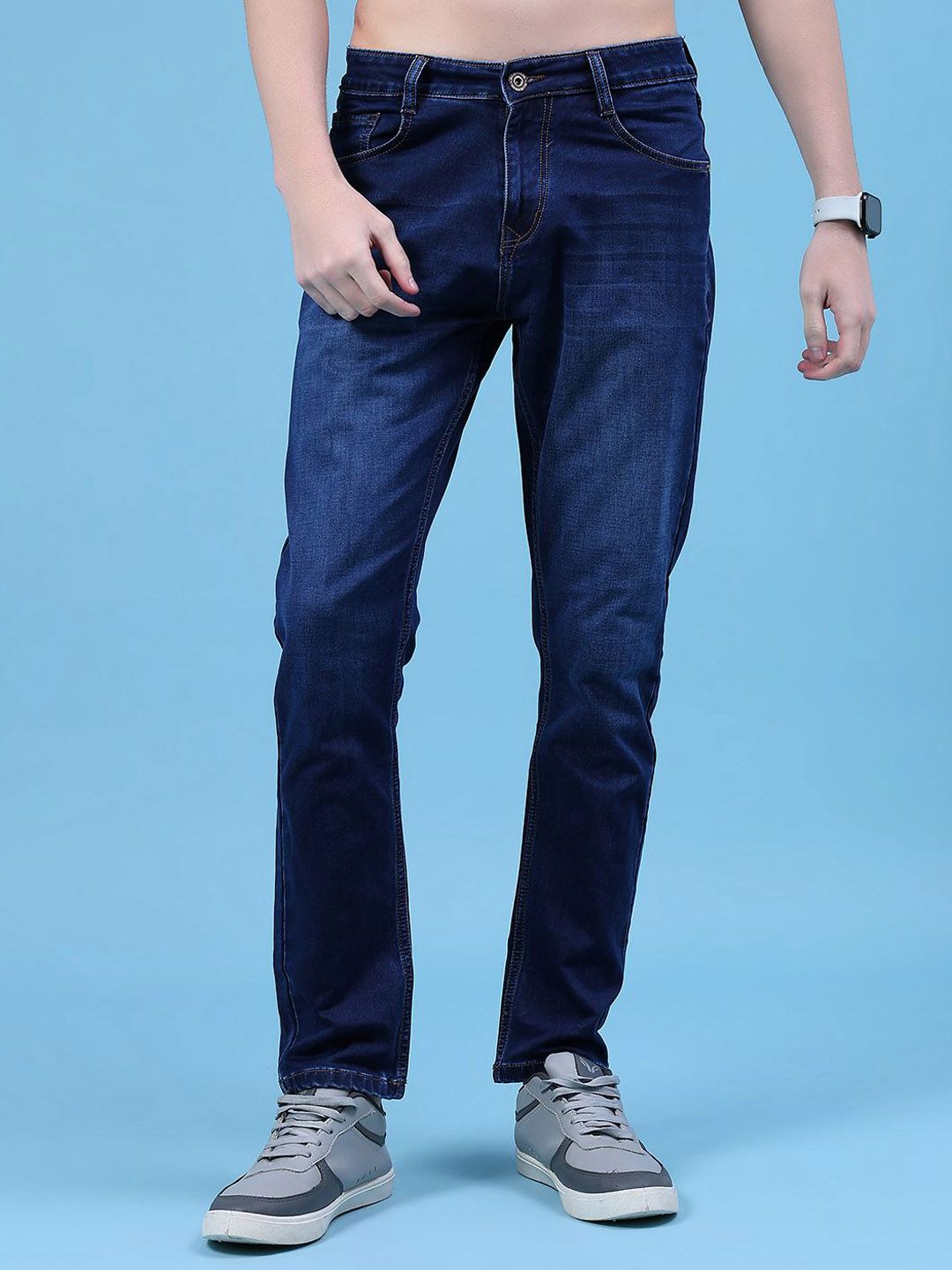 V-Mart Men Regular Fit Low-Rise Light Fade Stretchable Denim Jeans