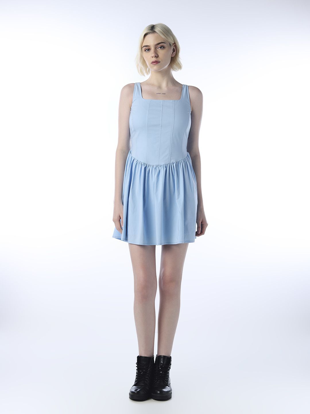 Square Neck Fit & Flare Mini Dress with Jacket