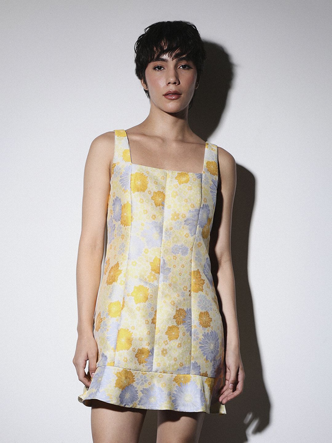 Floral Jacquard Shift Mini Dress