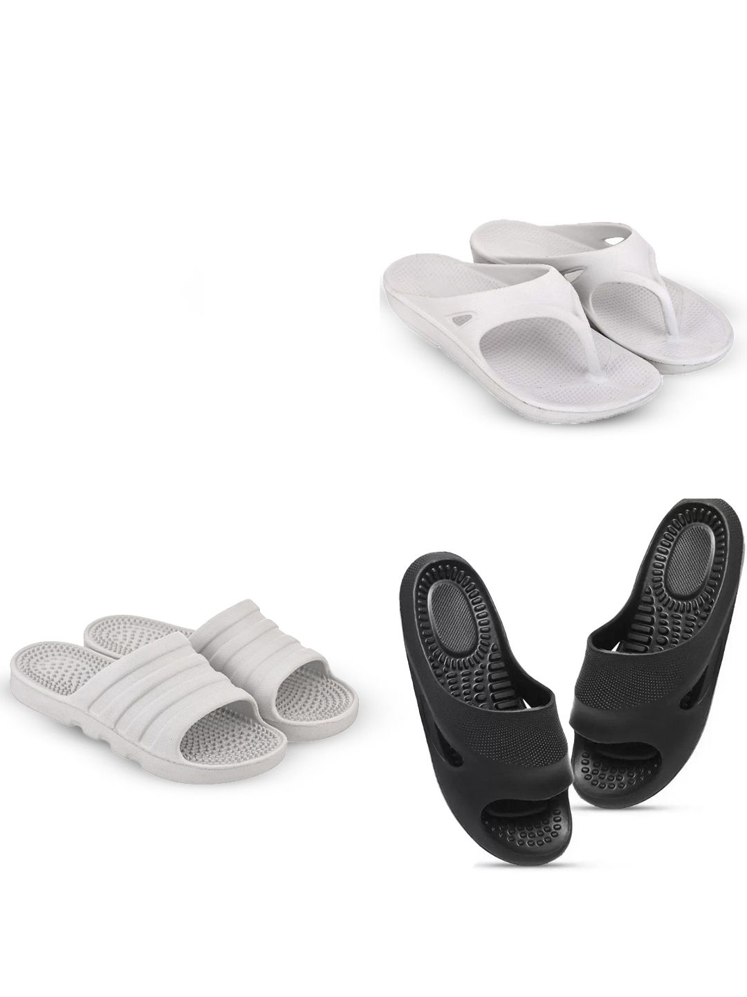 Feel alive Men Set of 4  Textured Slip-On Flip Flops