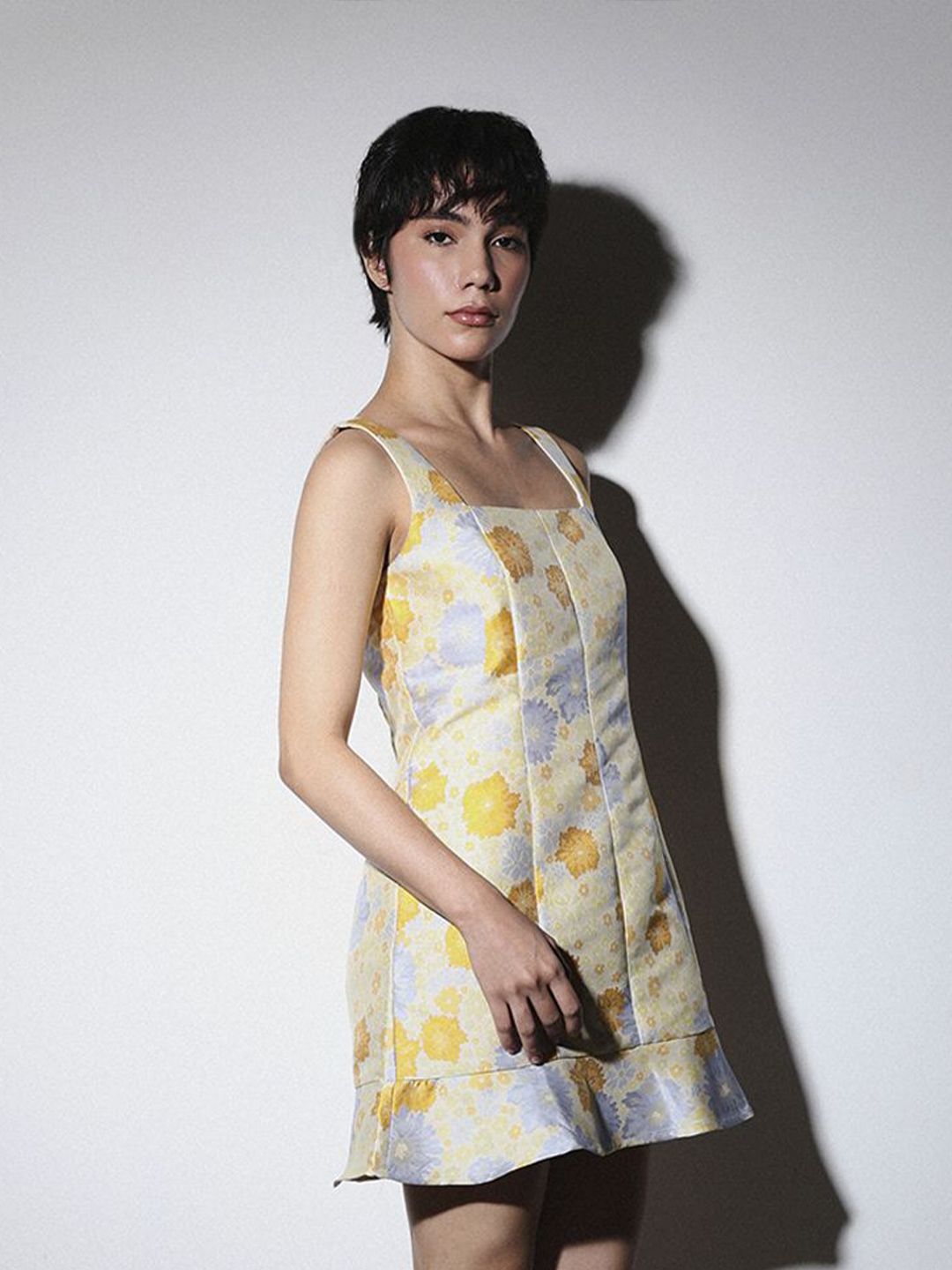 Floral Jacquard Shift Mini Dress