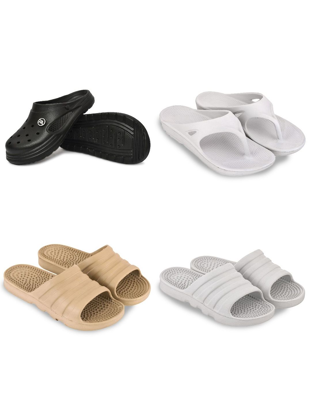 Feel alive Set Of 4 Ultra-Comfortable & Lightweight Thong Flip-Flops & Sliders