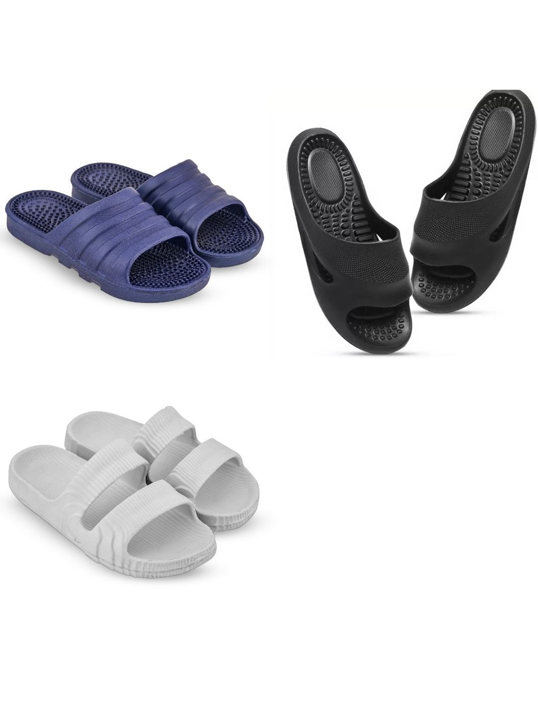 Feel alive Men Set of 3 Solid Lightweight Flip Flops