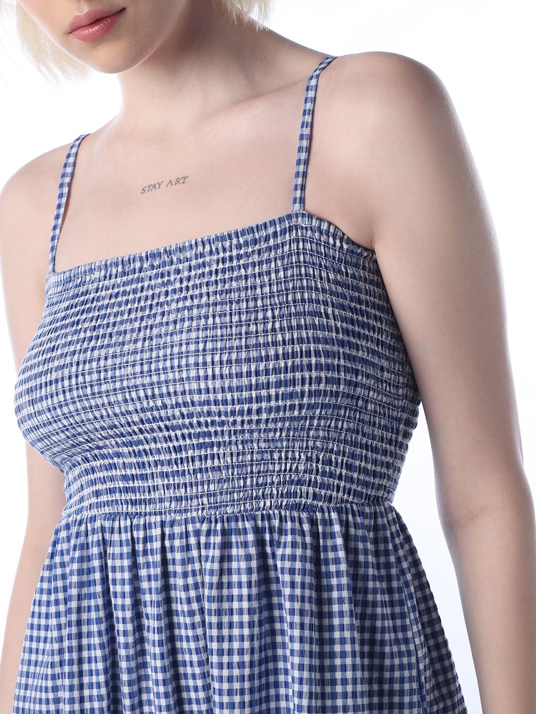 Checked Fit & Flare Midi Dress