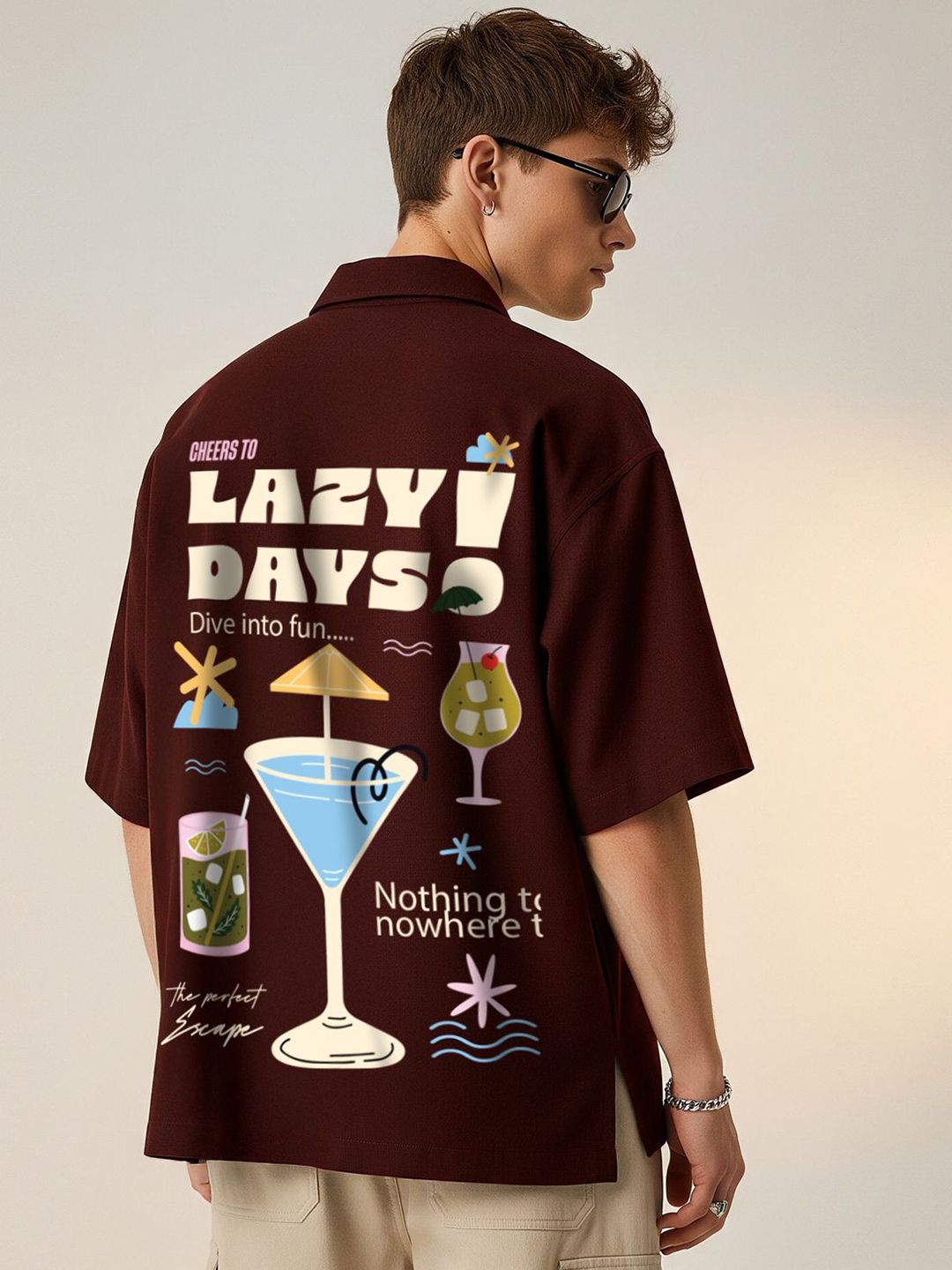 Buy VEIRDO Oversized Graphic Printed Drop-Shoulder Sleeves Cotton