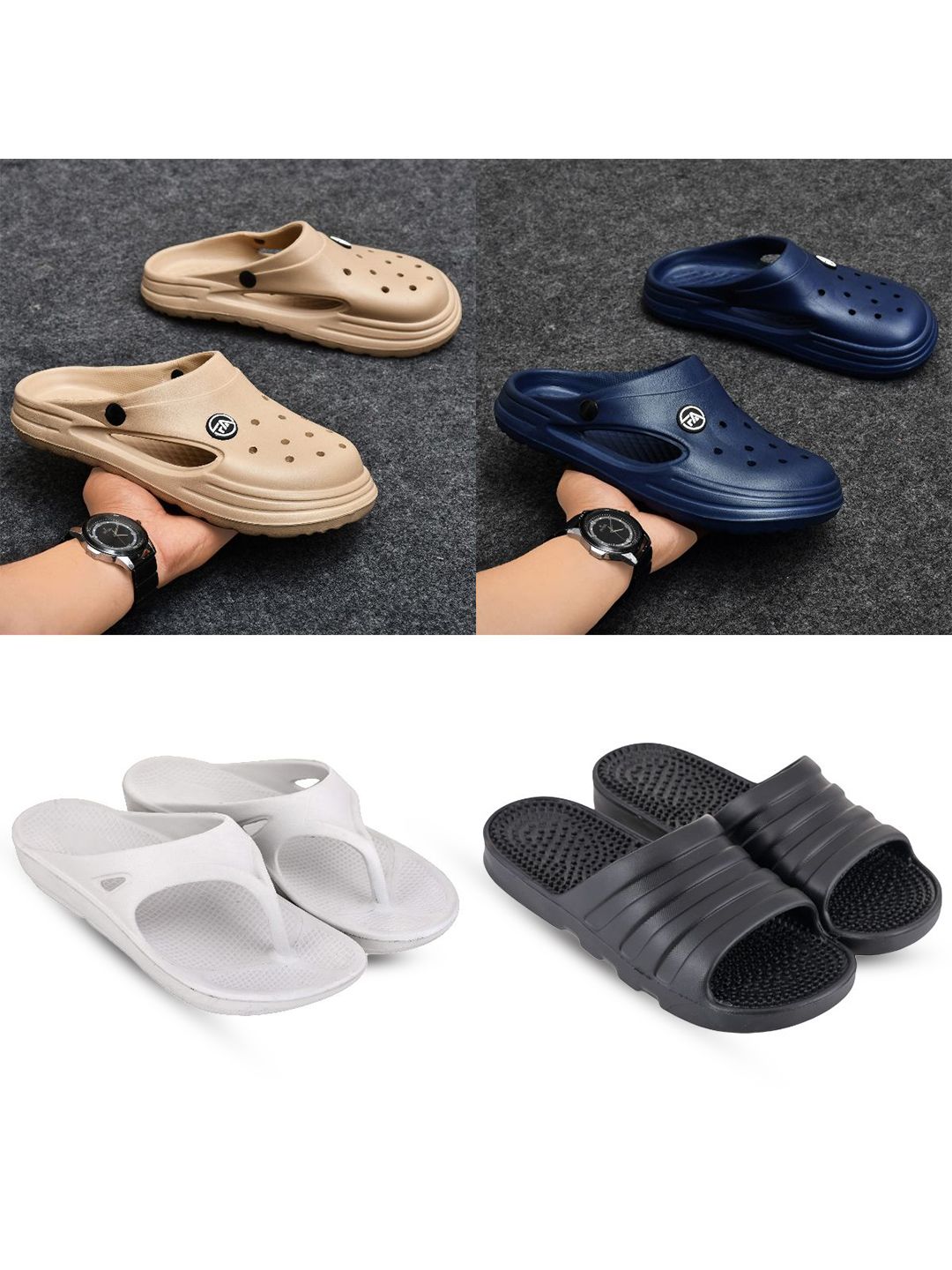 Feel alive Men Pack of 4 Ultra-Comfortable Lightweight EVA Flip Flops