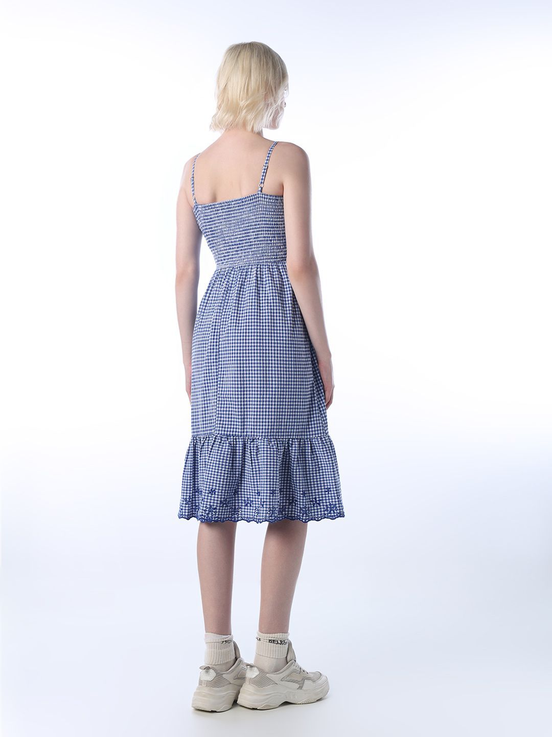 Checked Fit & Flare Midi Dress
