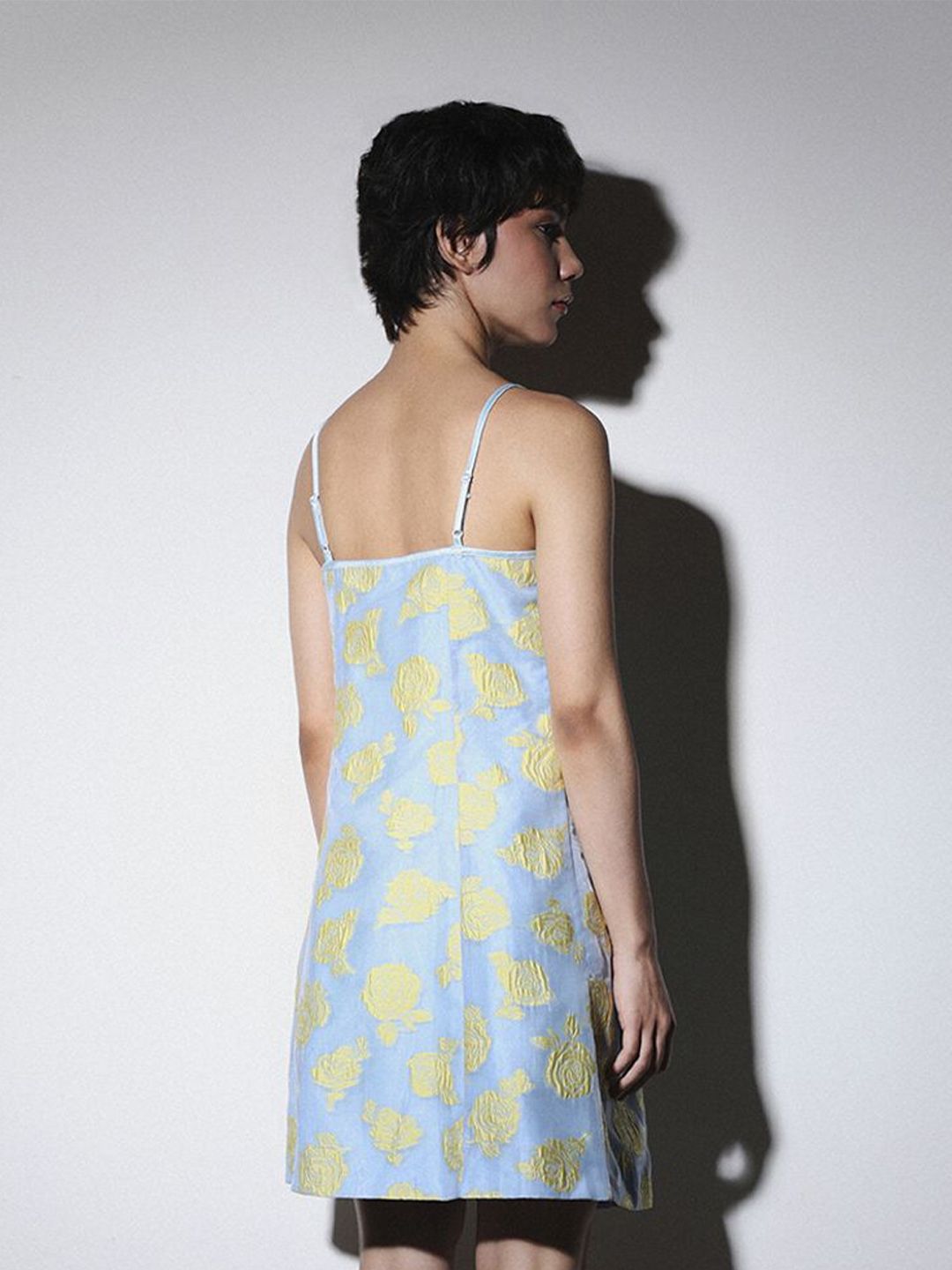 Floral Self Design Jacquard Shift Mini Dress