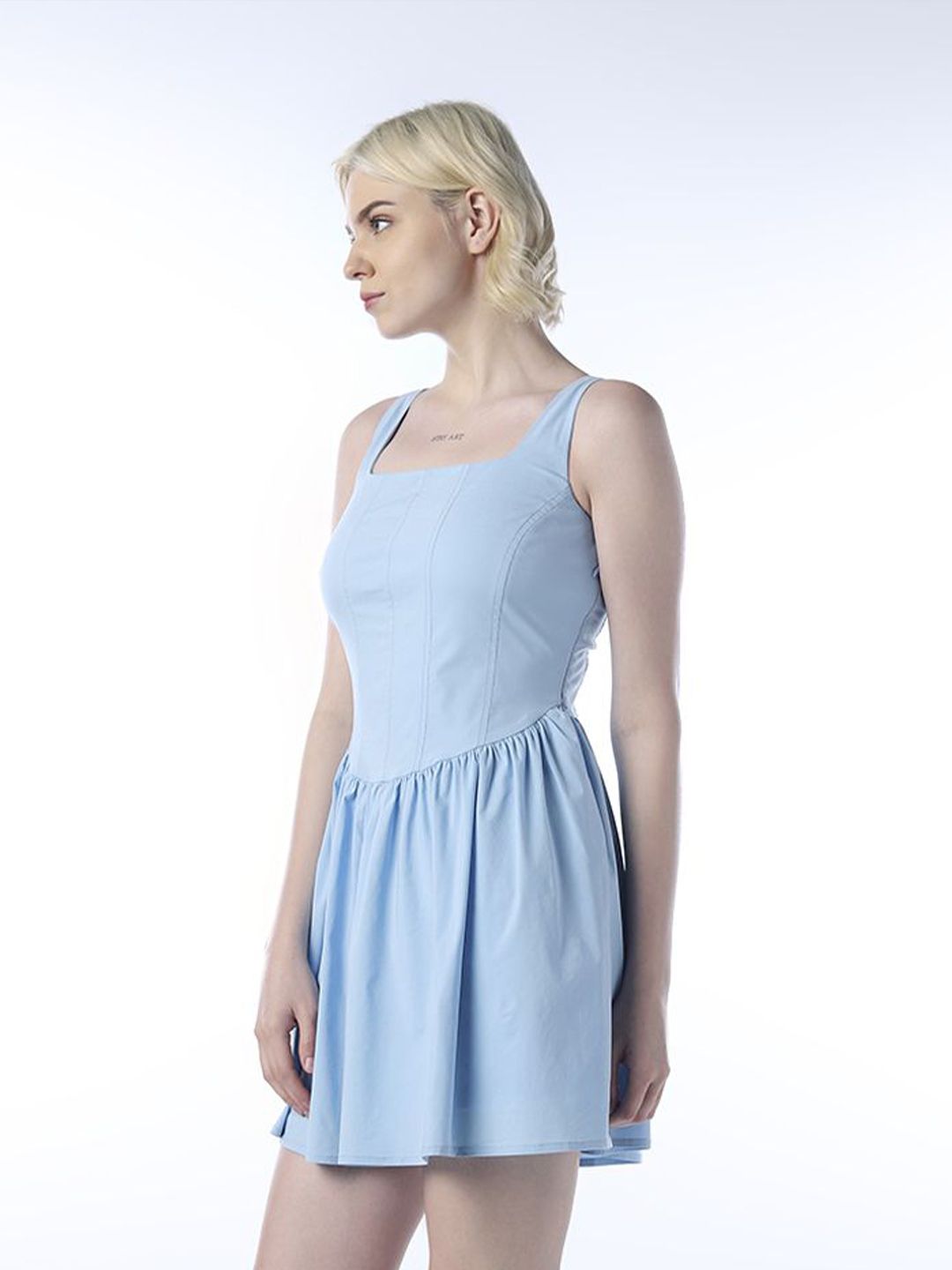Square Neck Fit & Flare Mini Dress with Jacket