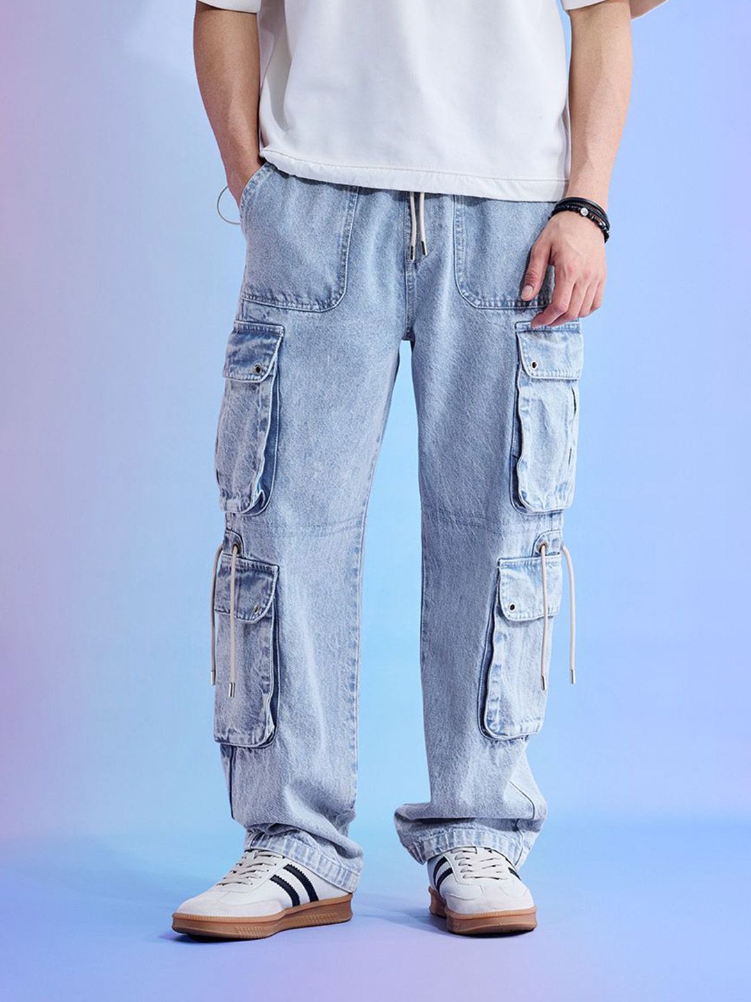 Buy Snitch Utopia Baggy Denim Cargo Jeans - Trousers for Men