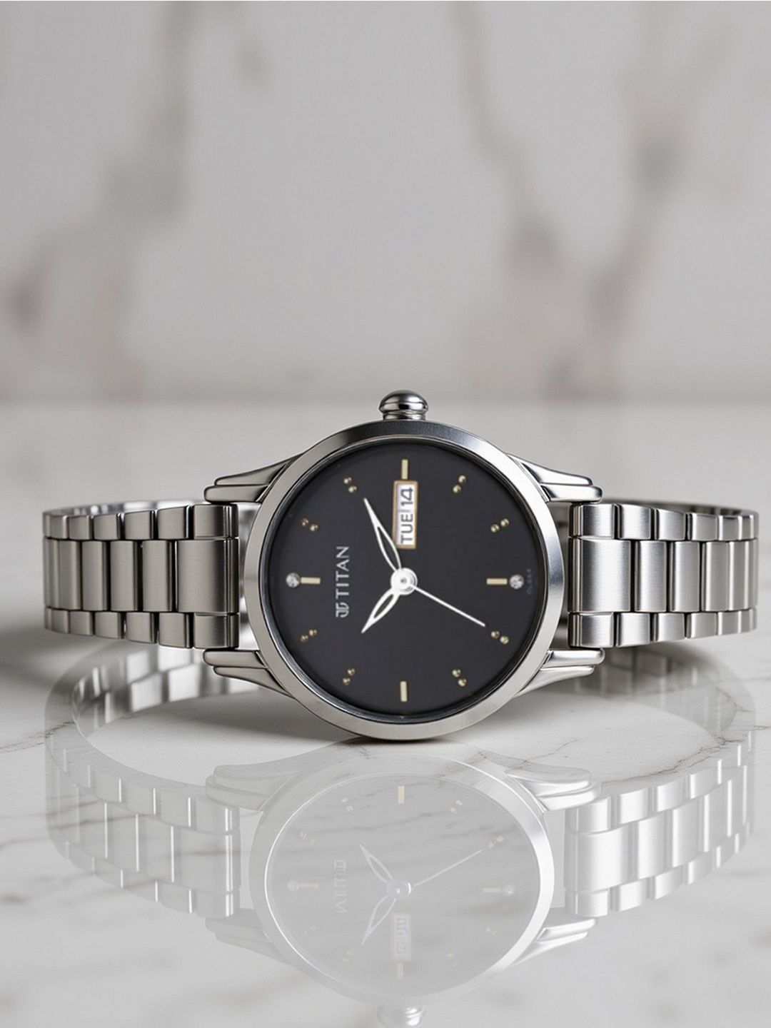 Titan Lagan Quartz Analog With Black Dial Watch For Women - Nt2656sm03