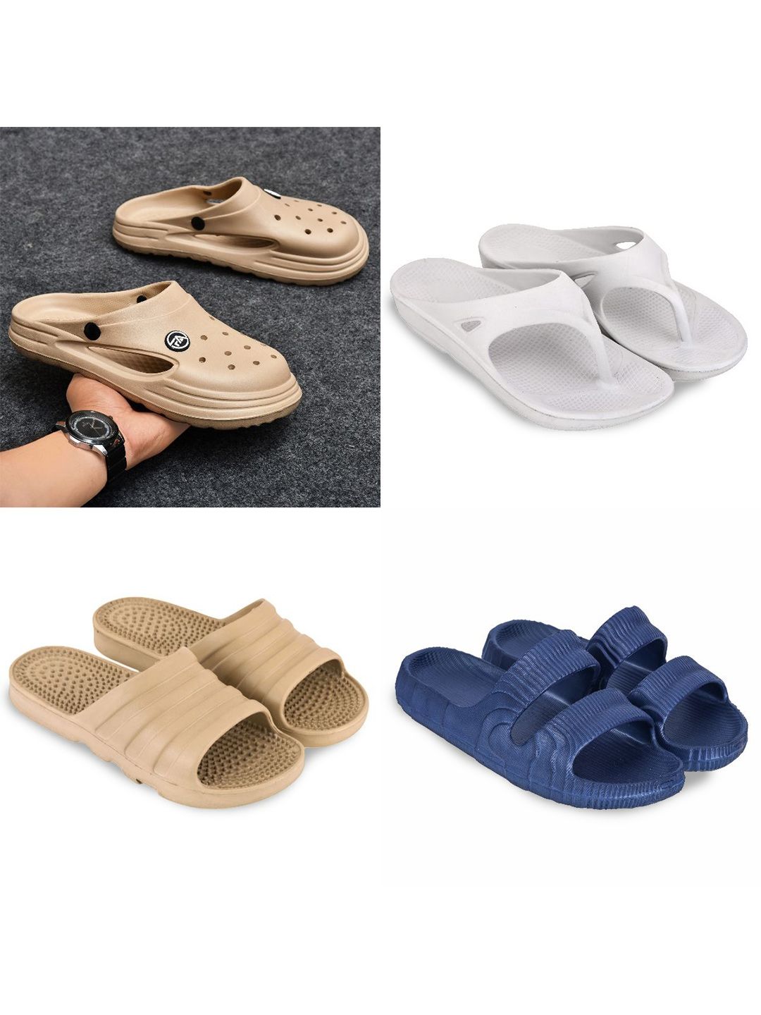 Feel alive Set Of 4 Ultra-Comfortable & Lightweight Thong Flip-Flops & Sliders