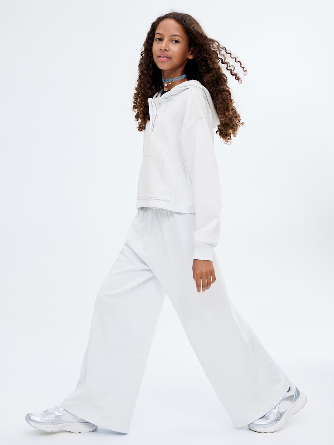 Mango Kids Girls Front Seam Pure Cotton Parallel Trousers