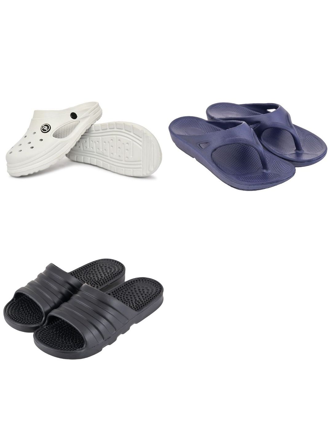 Feel alive Men Set Of 3 Solid Lightweight Flip Flops