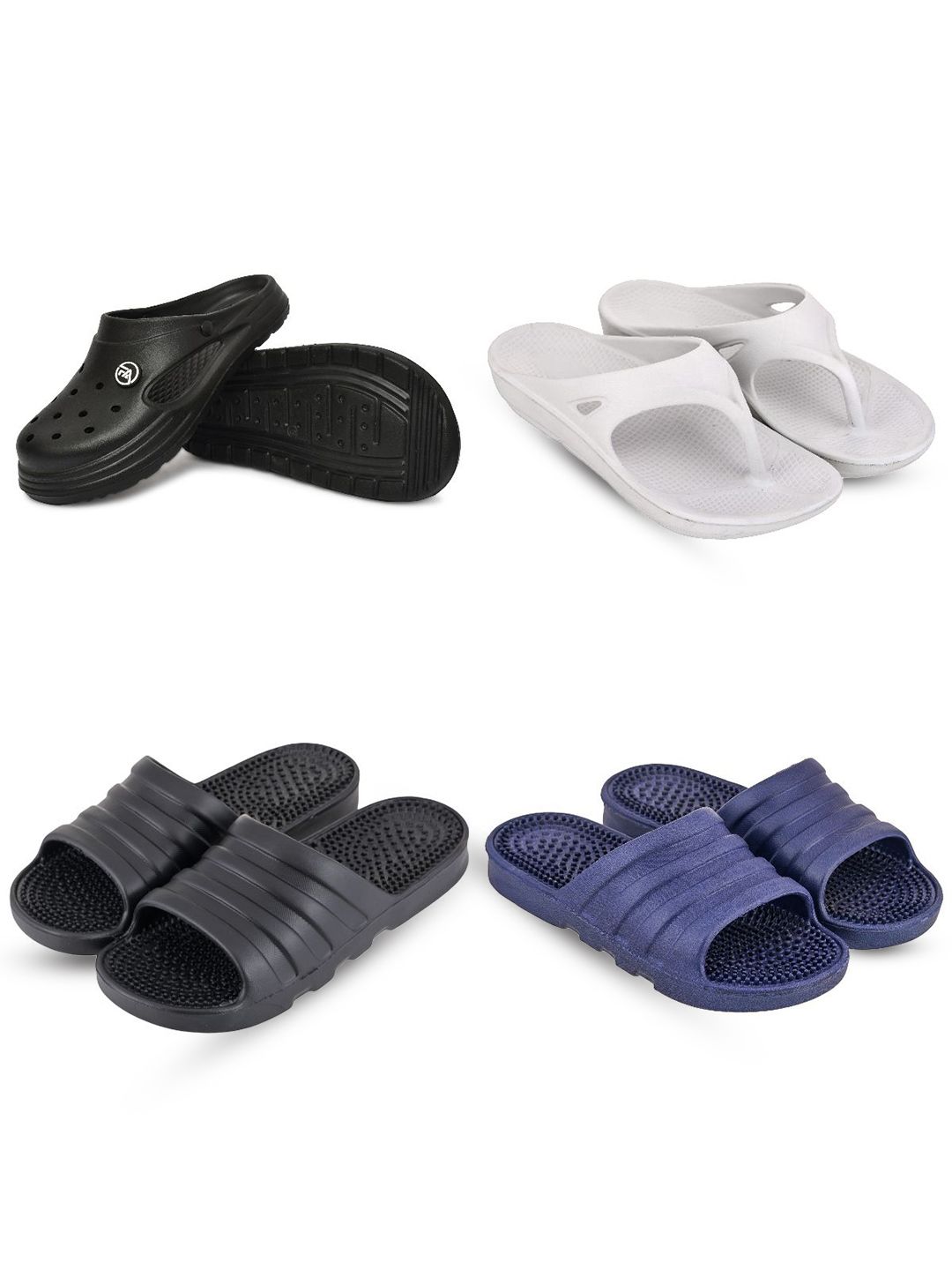 Feel alive Set Of 4 Ultra-Comfortable & Lightweight Thong Flip-Flops & Sliders