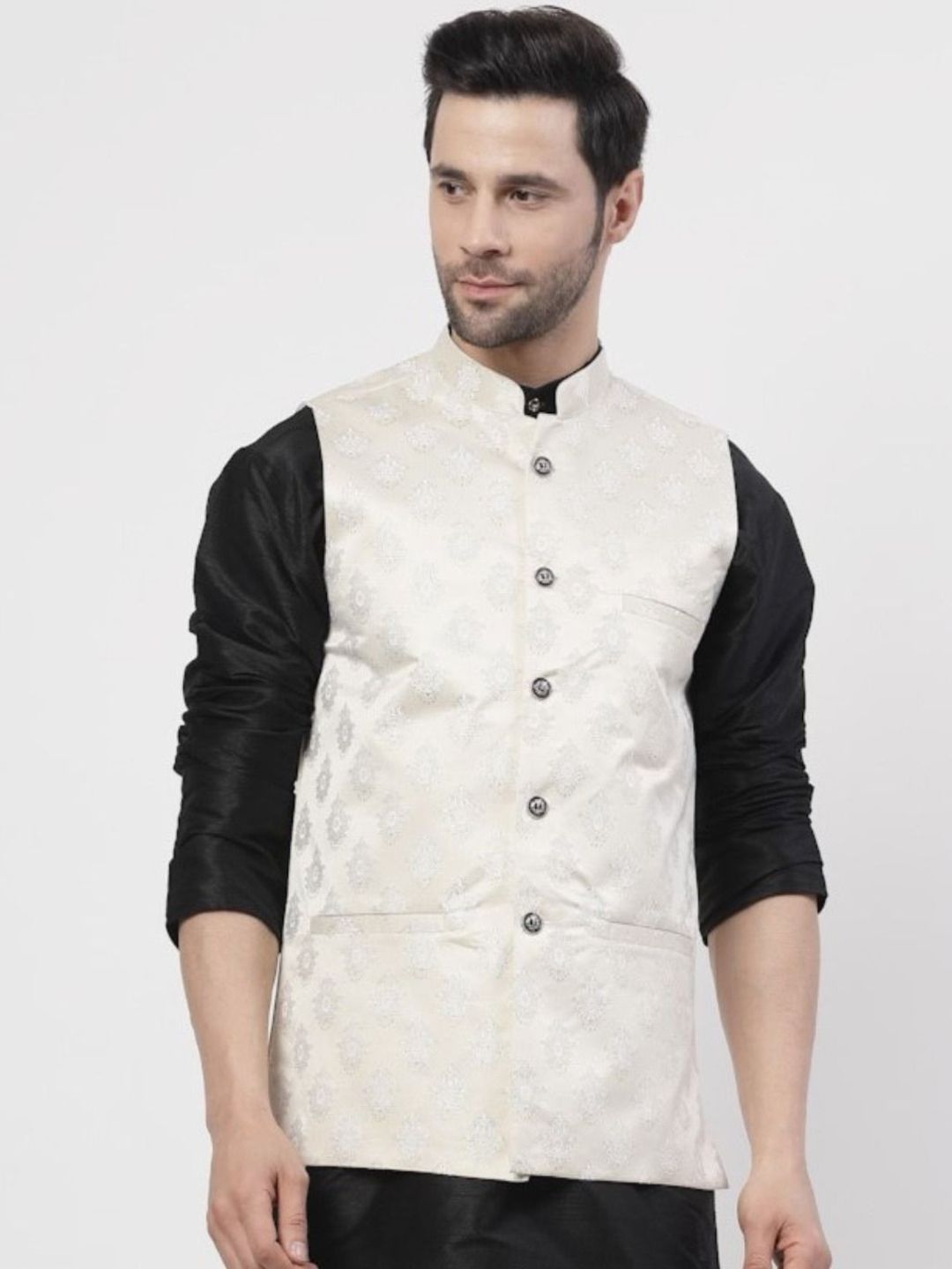 TS LIFESTYLE Men Woven Design Mandarin Collar Nehru Jacket