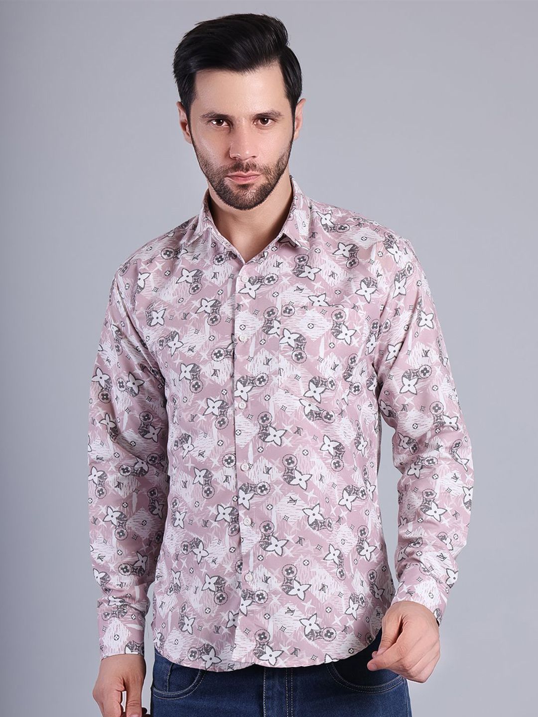 RARE CAMEL RARE CAMEL Floral Printed Spread Collar Slim Fit Shirt